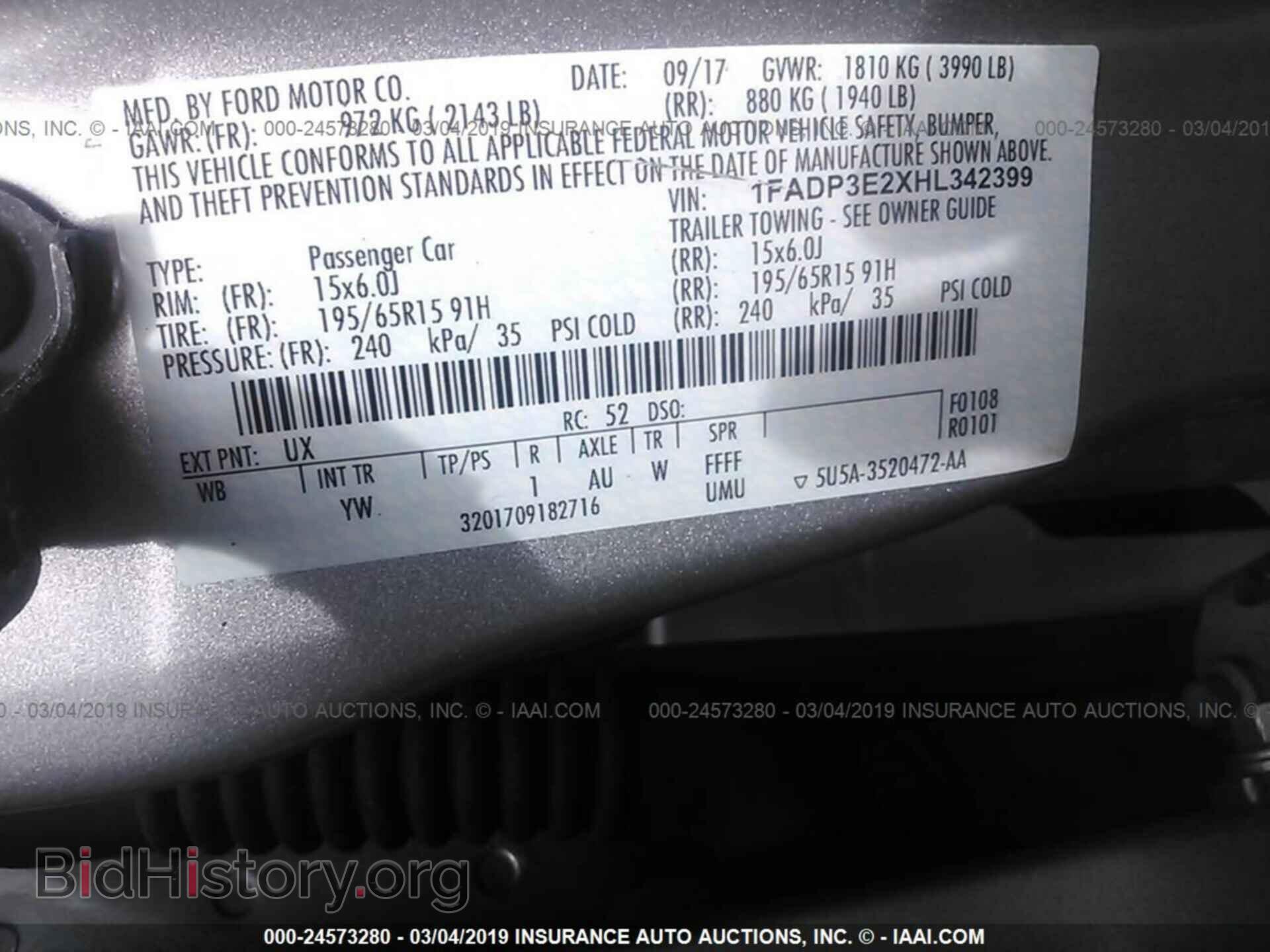 2017 FORD FOCUS - VIN: 1FADP3E2XHL342399 - Фото 9