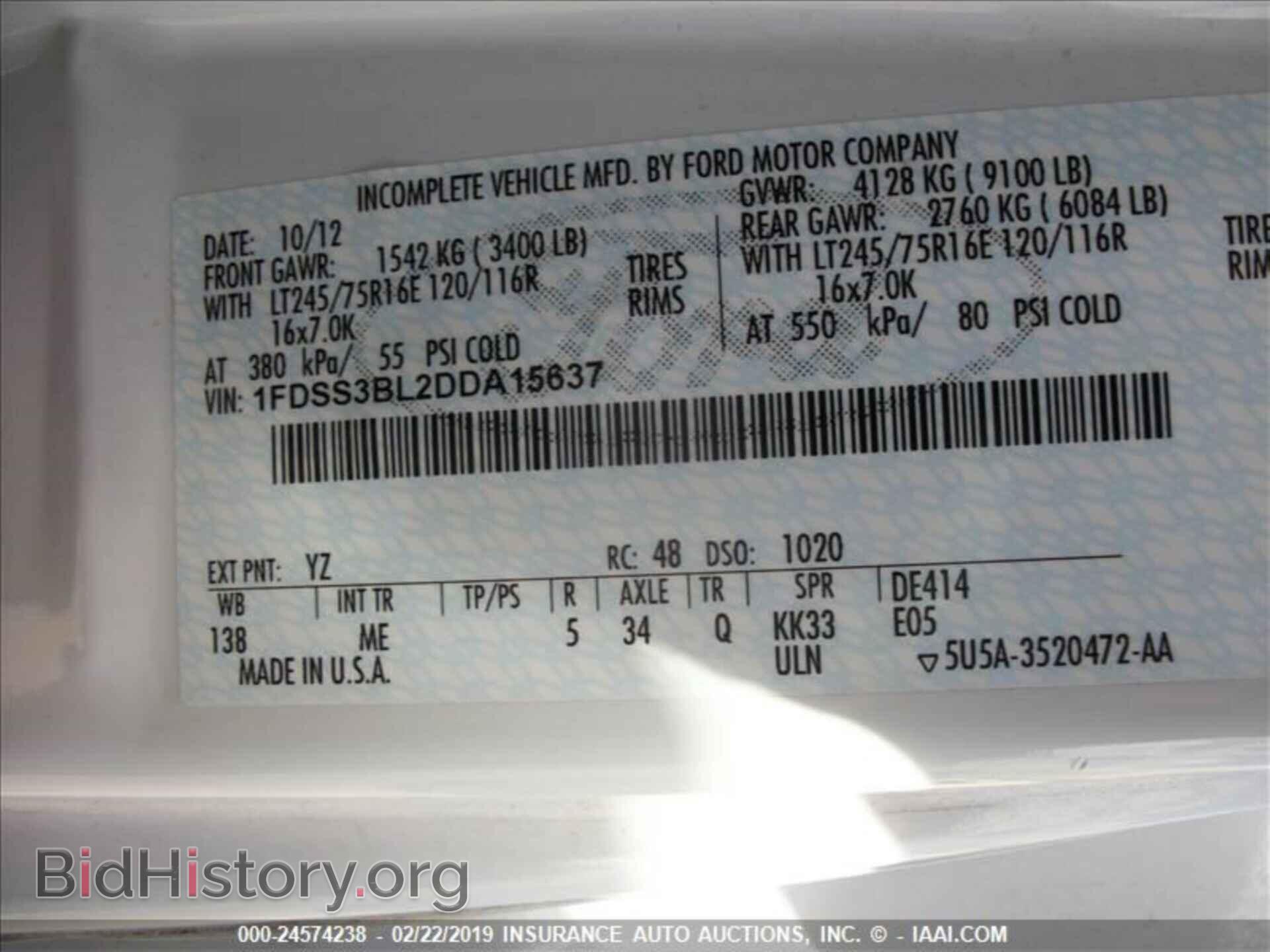 2013 FORD ECONOLINE - VIN: 1FDSS3BL2DDA15637 - Photo 3