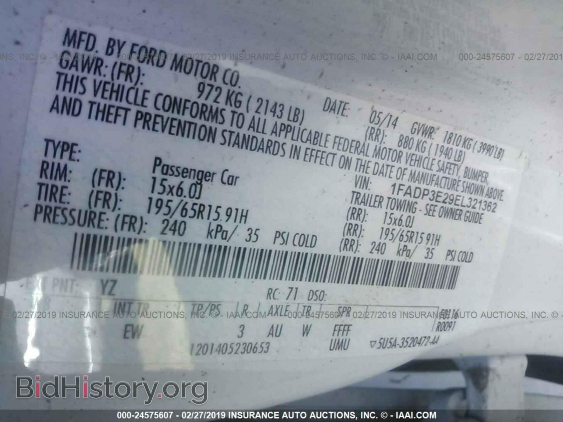 2014 FORD FOCUS - VIN: 1FADP3E29EL321362 - Фото 9