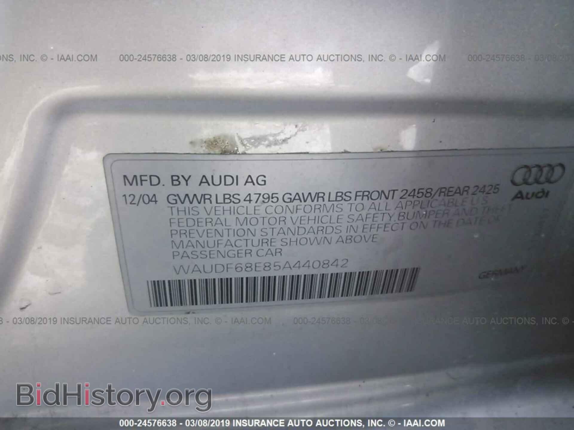 2005 AUDI A4 - VIN: WAUDF68E85A440842 - Photo 9