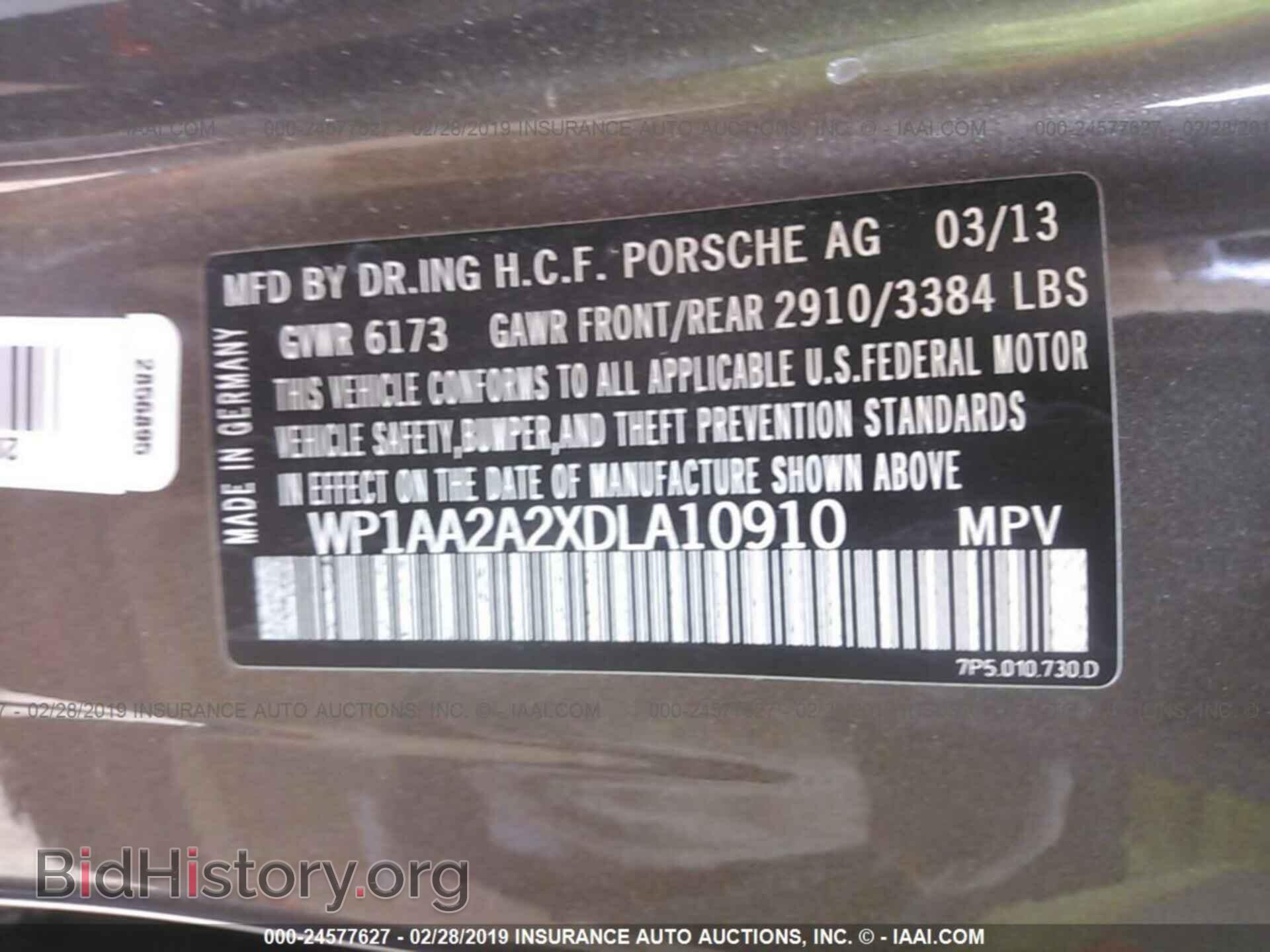 2013 PORSCHE CAYENNE - VIN: WP1AA2A2XDLA10910 - Фото 9