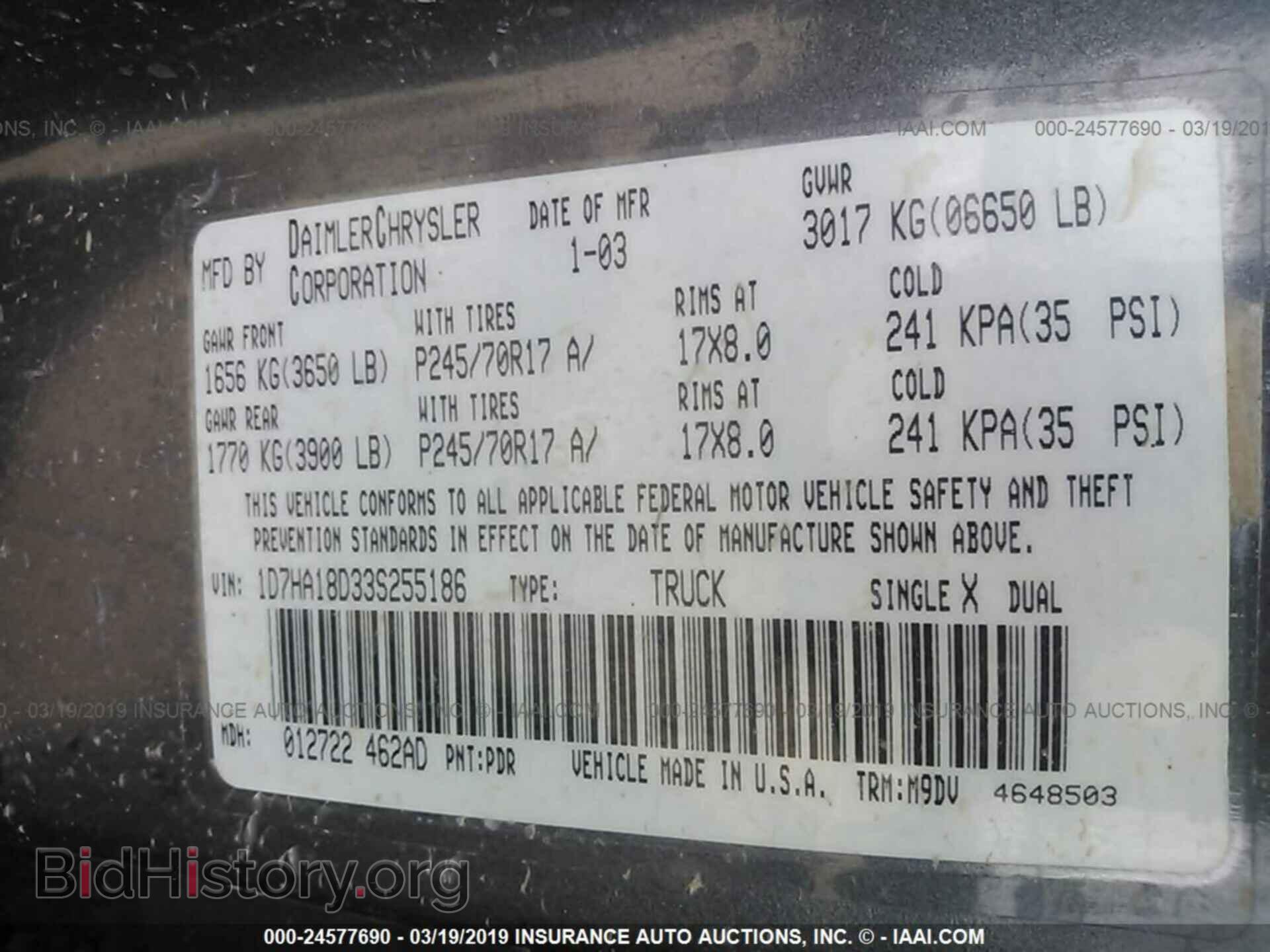 2003 DODGE RAM 1500 - VIN: 1D7HA18D33S255186 - Photo 9