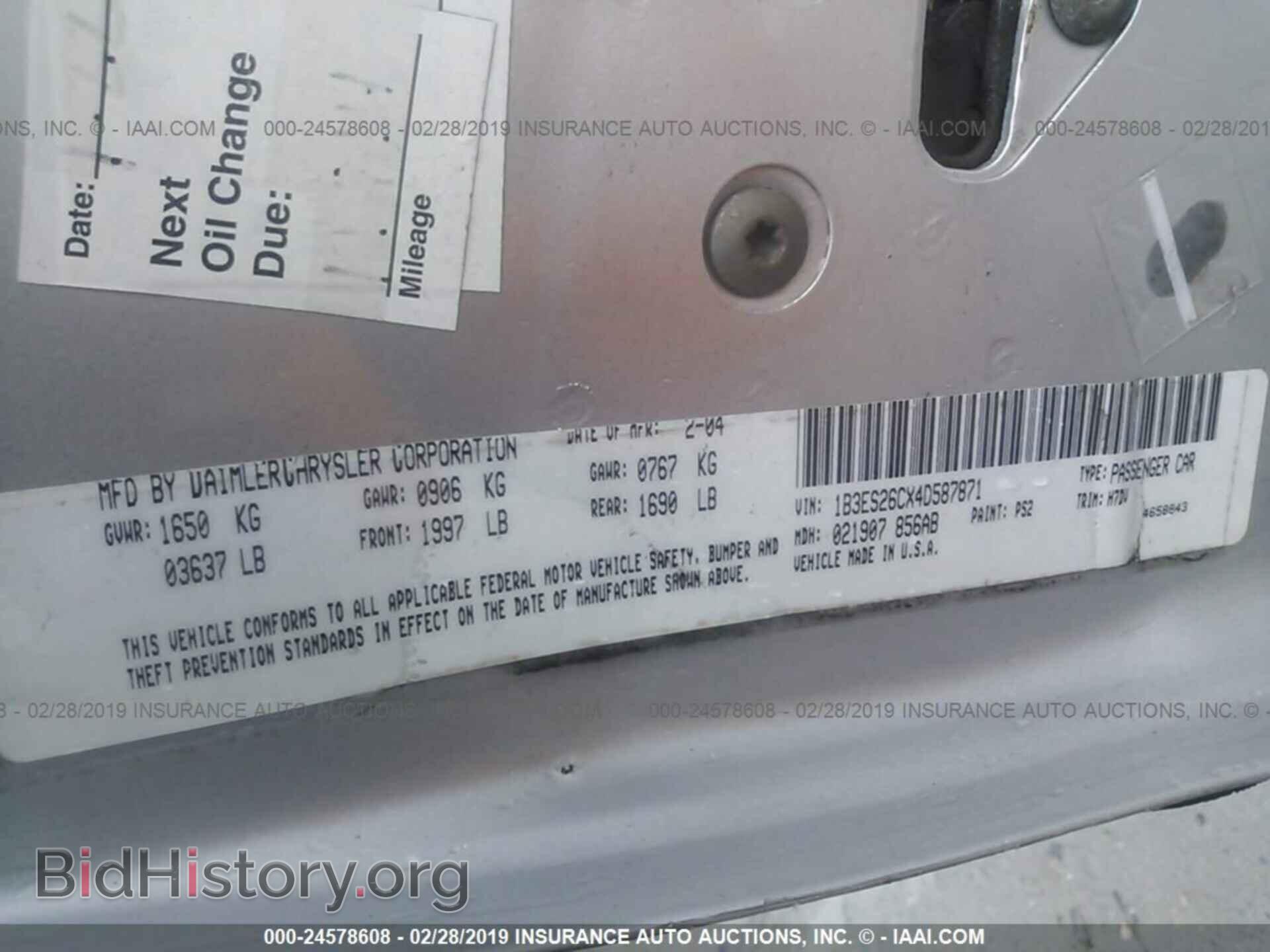 2004 DODGE NEON - VIN: 1B3ES26CX4D587871 - Photo 9