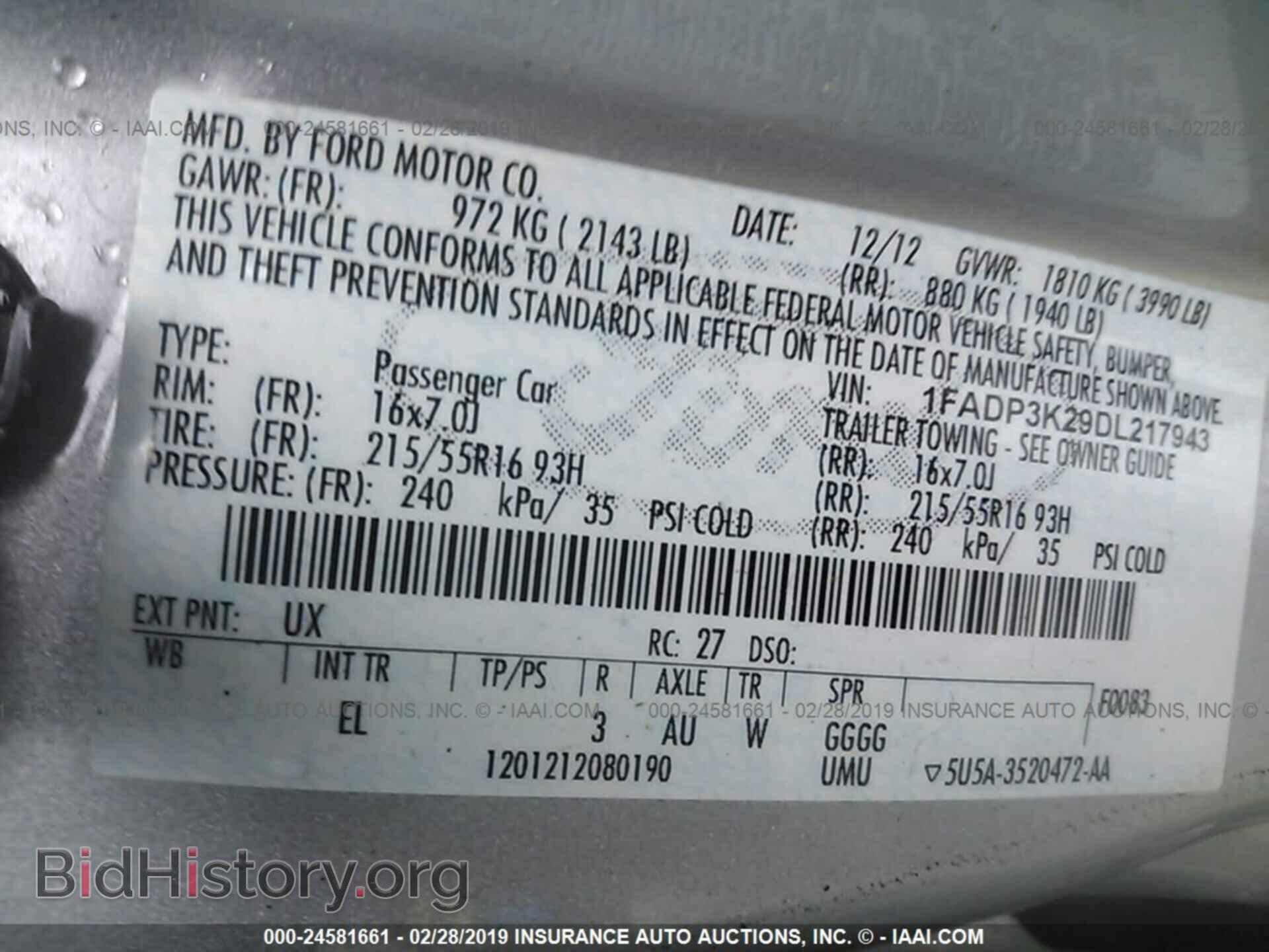 2013 FORD FOCUS - VIN: 1FADP3K29DL217943 - Фото 9