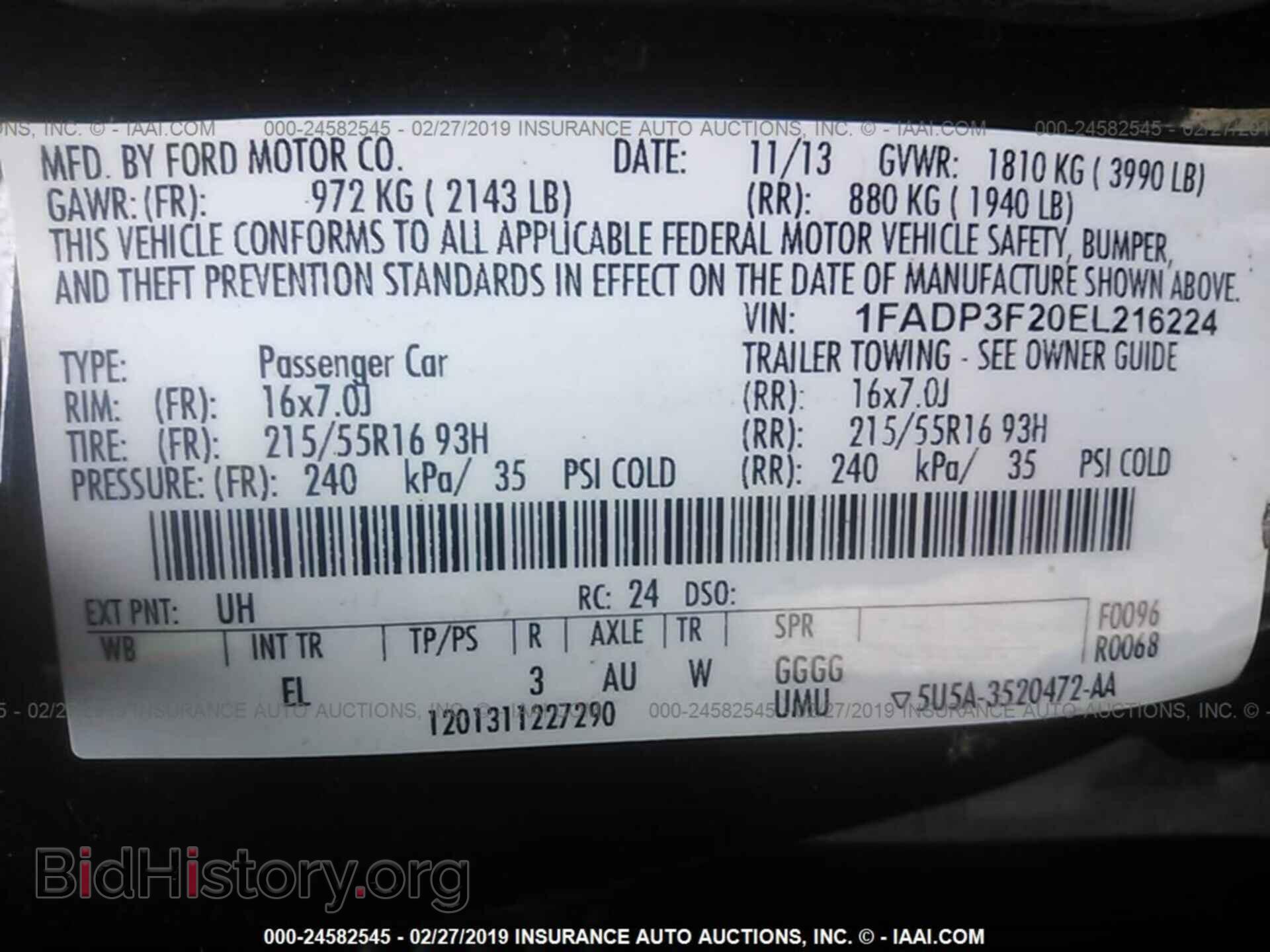 2014 FORD FOCUS - VIN: 1FADP3F20EL216224 - Фото 9