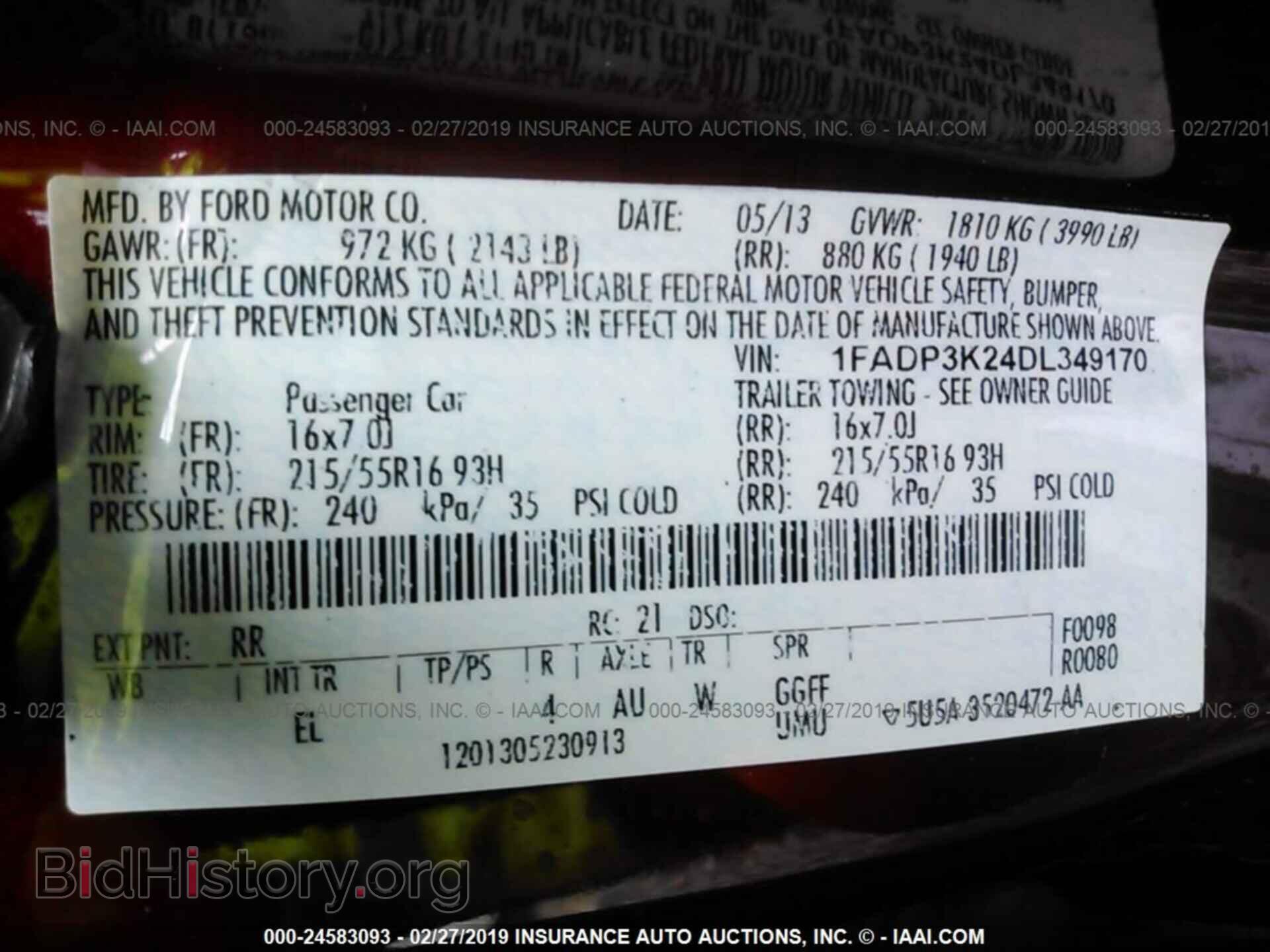 2013 FORD FOCUS - VIN: 1FADP3K24DL349170 - Фото 9
