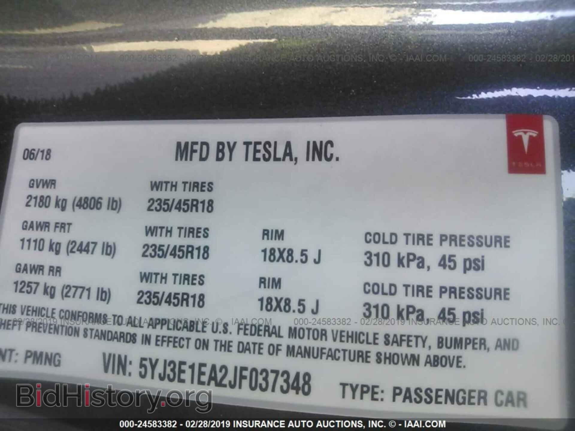 2018 TESLA MODEL 3 - VIN: 5YJ3E1EA2JF037348 - Photo 9