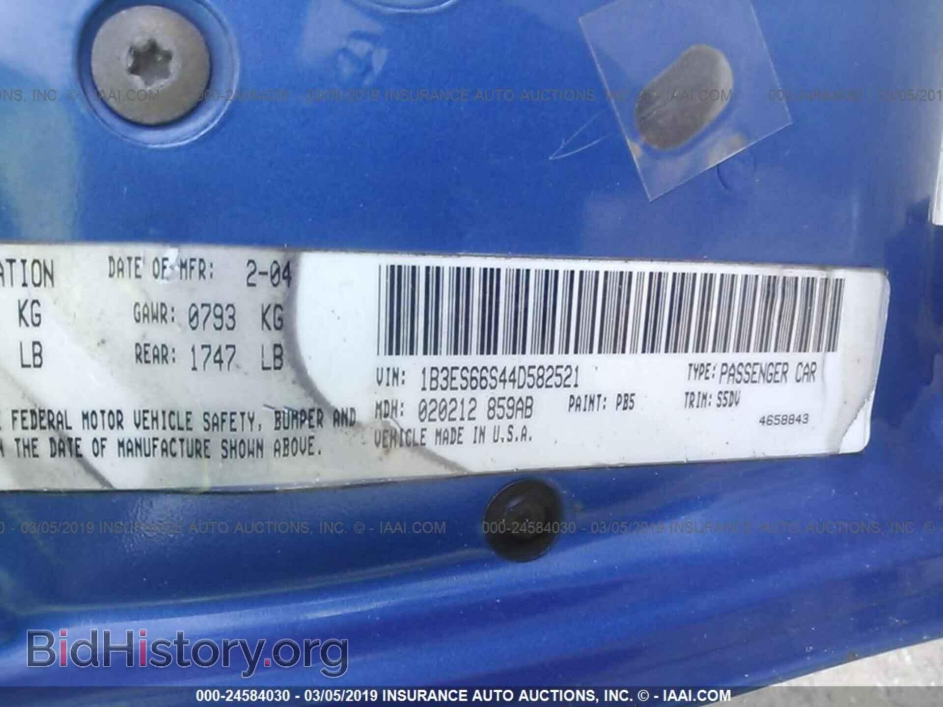 2004 DODGE NEON - VIN: 1B3ES66S44D582521 - Photo 9