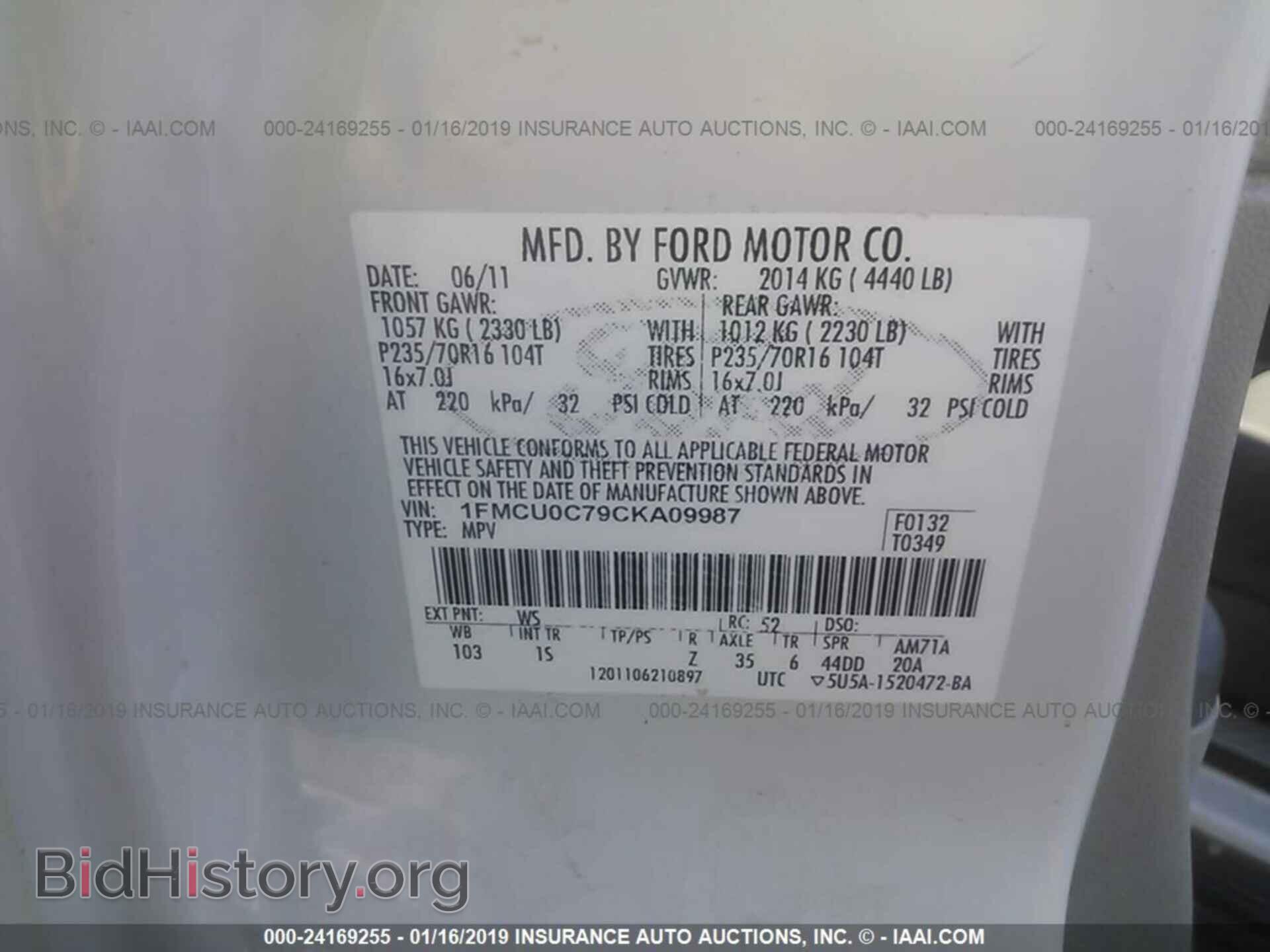 2012 FORD ESCAPE - VIN: 1FMCU0C79CKA09987 - Photo 9
