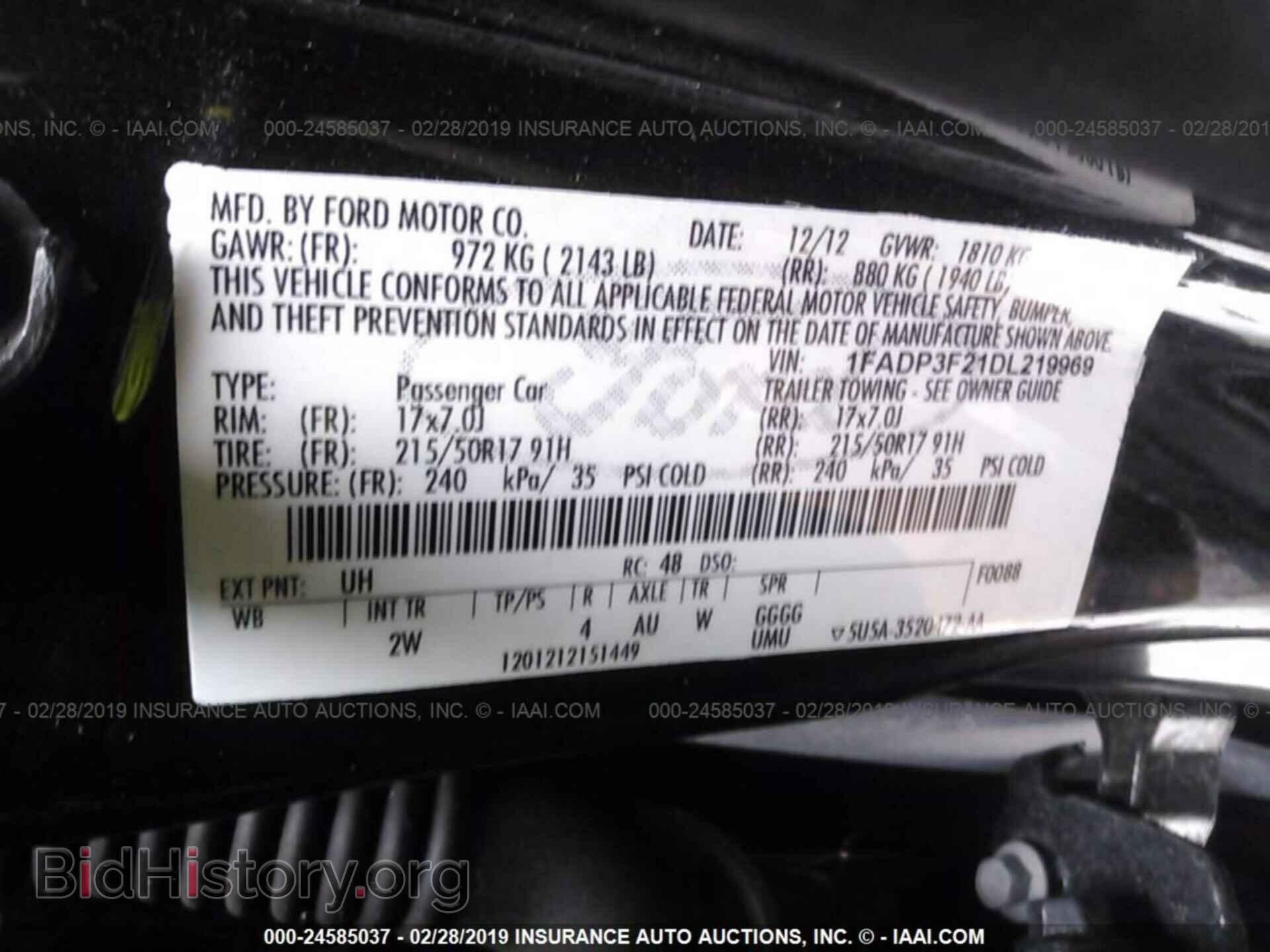 2013 FORD FOCUS - VIN: 1FADP3F21DL219969 - Фото 9