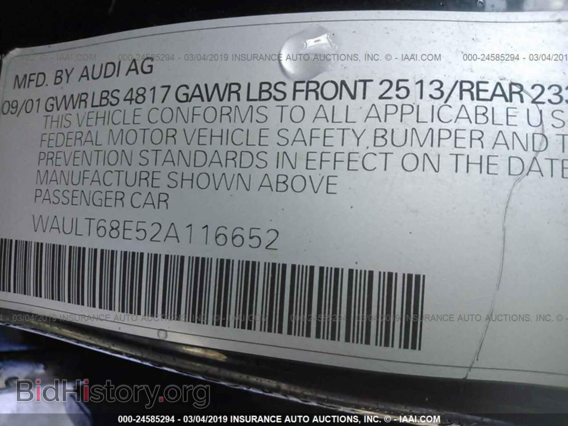 2002 AUDI A4 - VIN: WAULT68E52A116652 - Photo 9