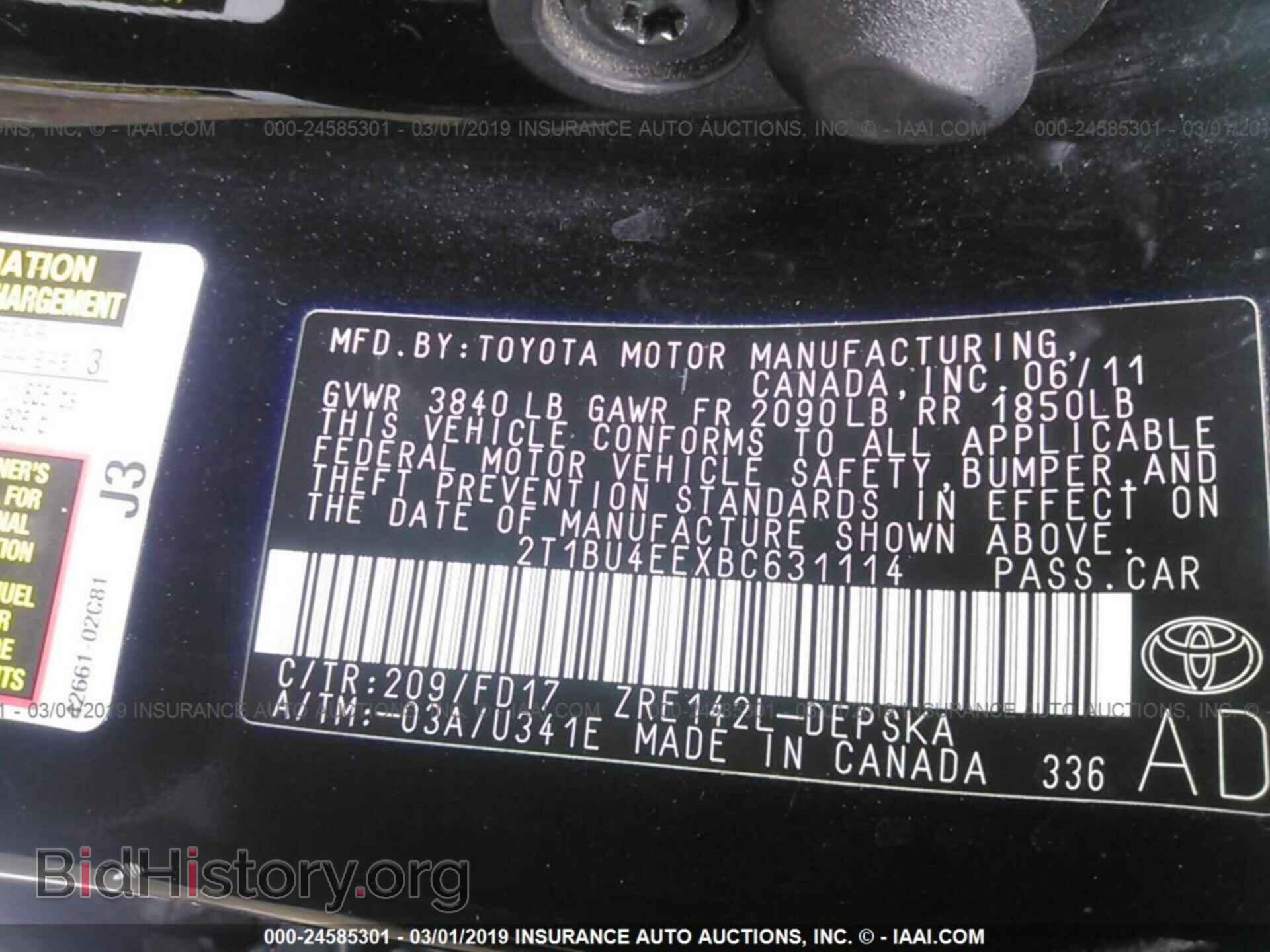 2011 TOYOTA COROLLA - VIN: 2T1BU4EEXBC631114 - Фото 9