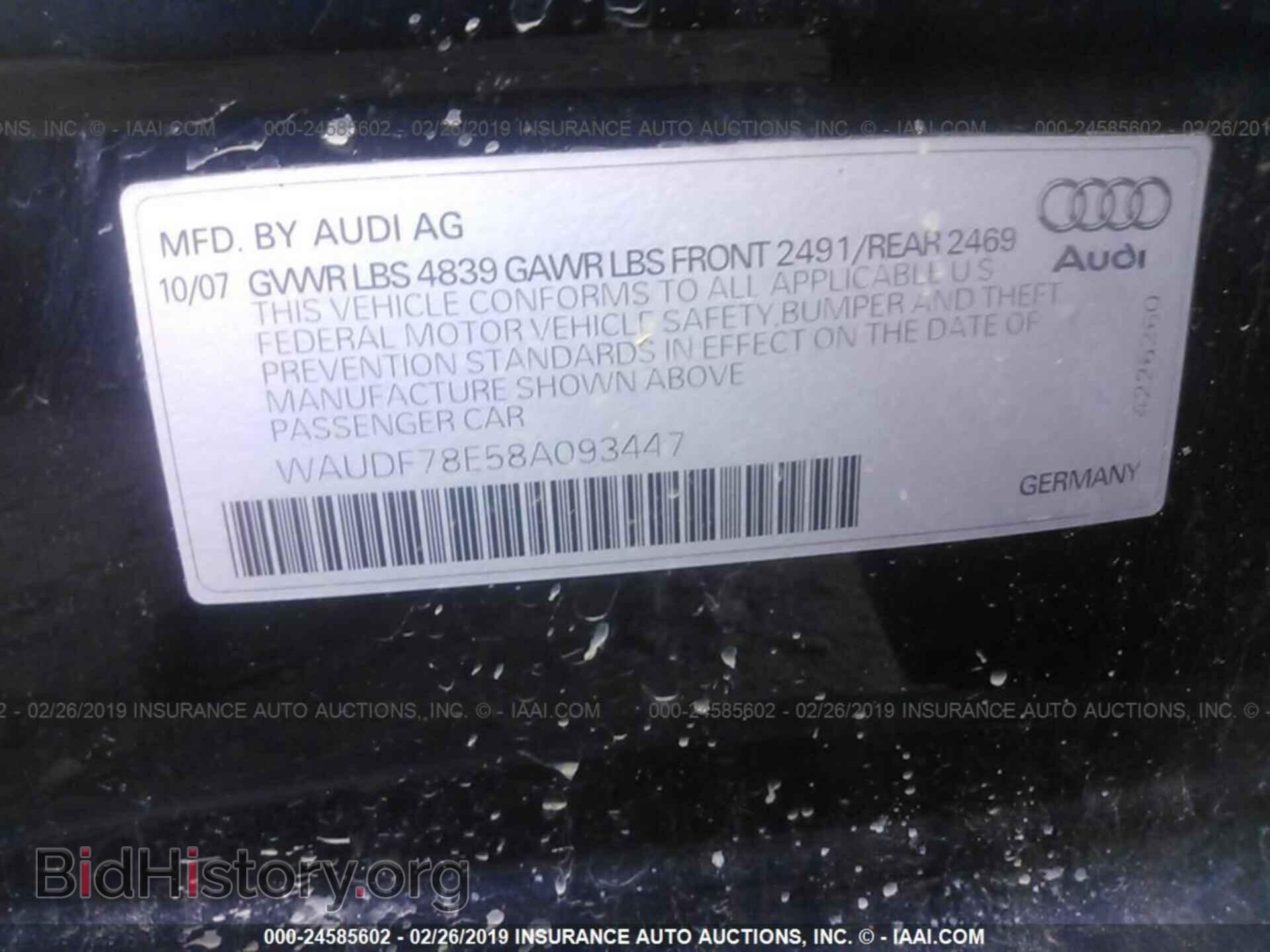 2008 AUDI A4 - VIN: WAUDF78E58A093447 - Photo 9