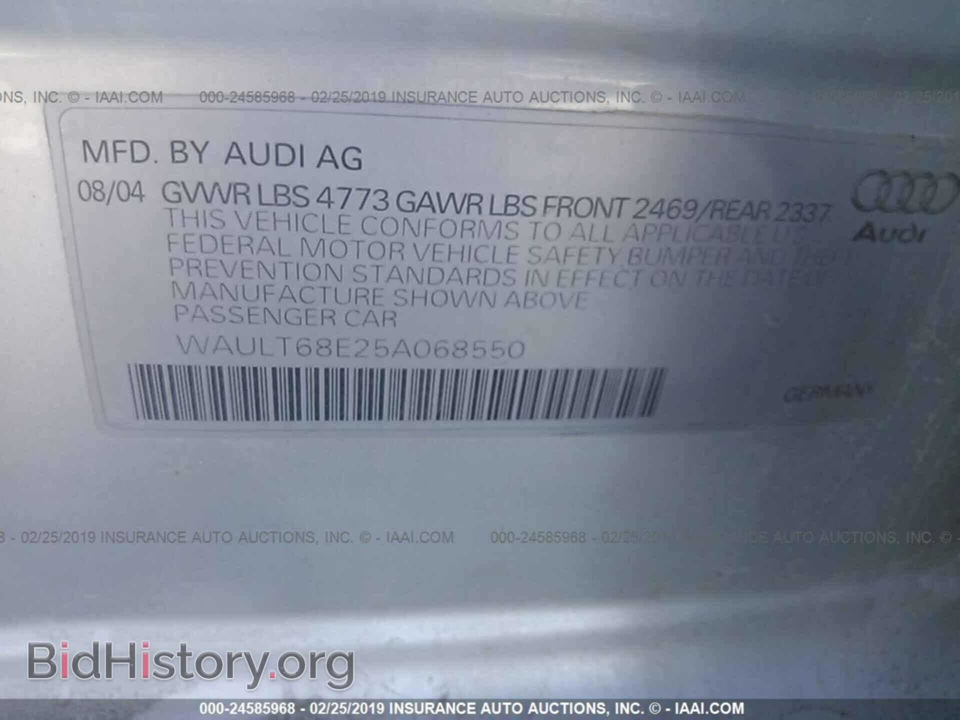2005 AUDI A4 - VIN: WAULT68E25A068550 - Photo 9