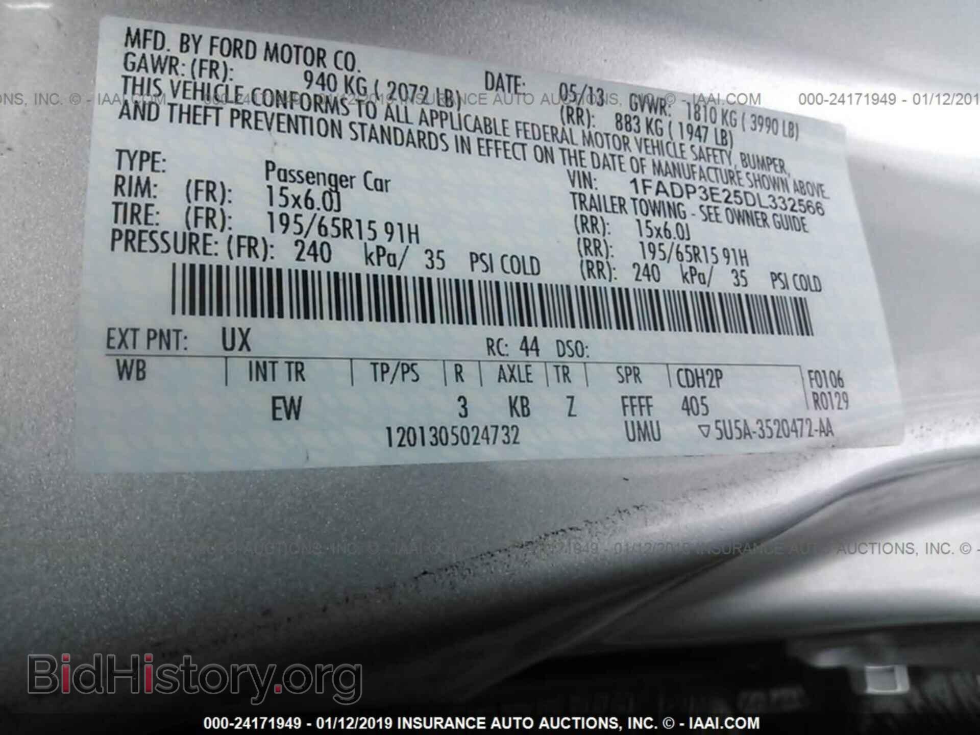 2013 FORD FOCUS - VIN: 1FADP3E25DL332566 - Фото 9