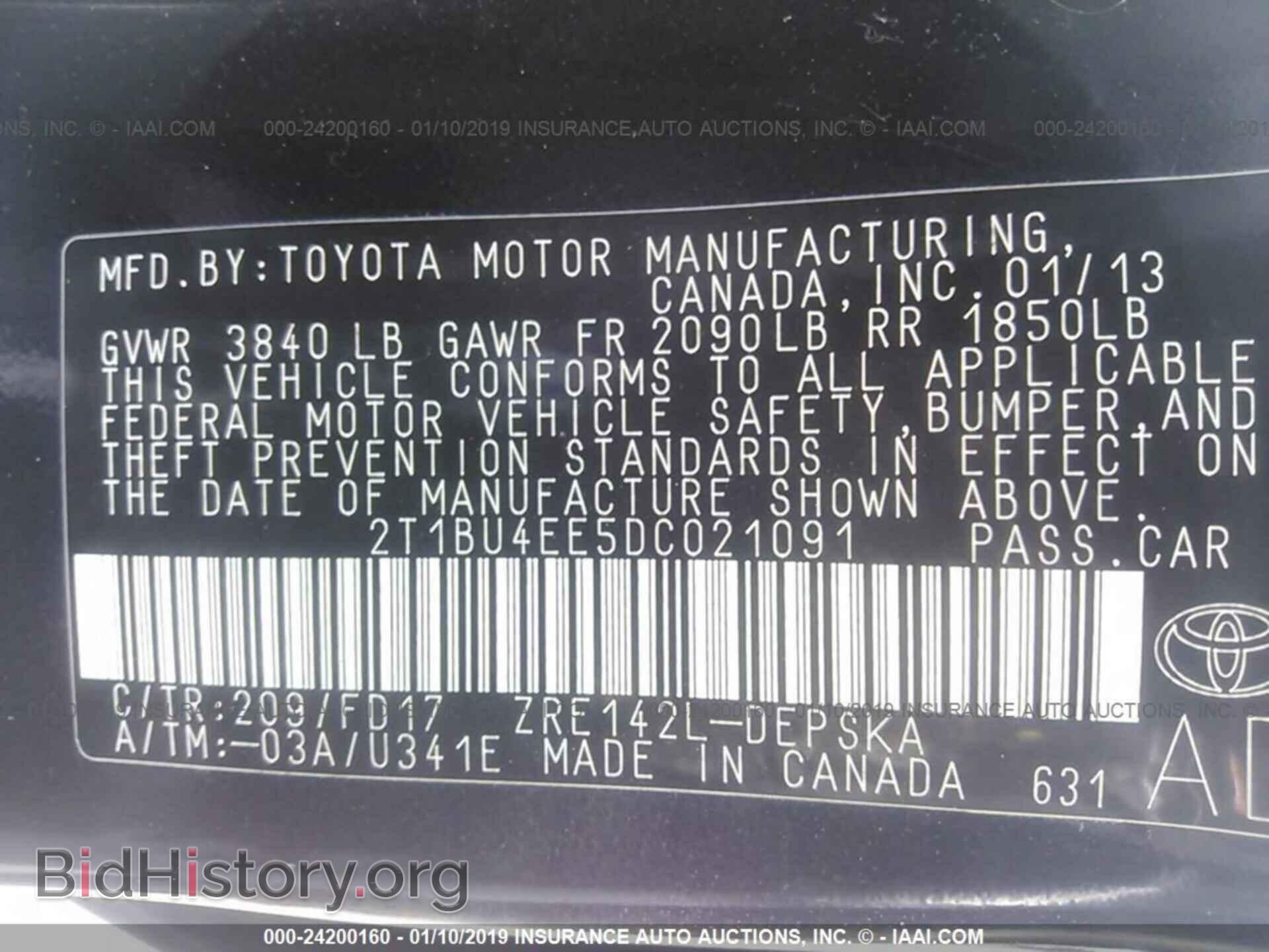2013 TOYOTA COROLLA - VIN: 2T1BU4EE5DC021091 - Фото 9