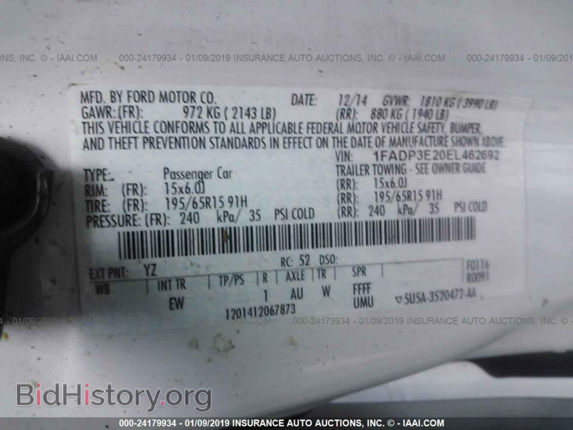 2014 FORD FOCUS - VIN: 1FADP3E20EL462692 - Фото 9