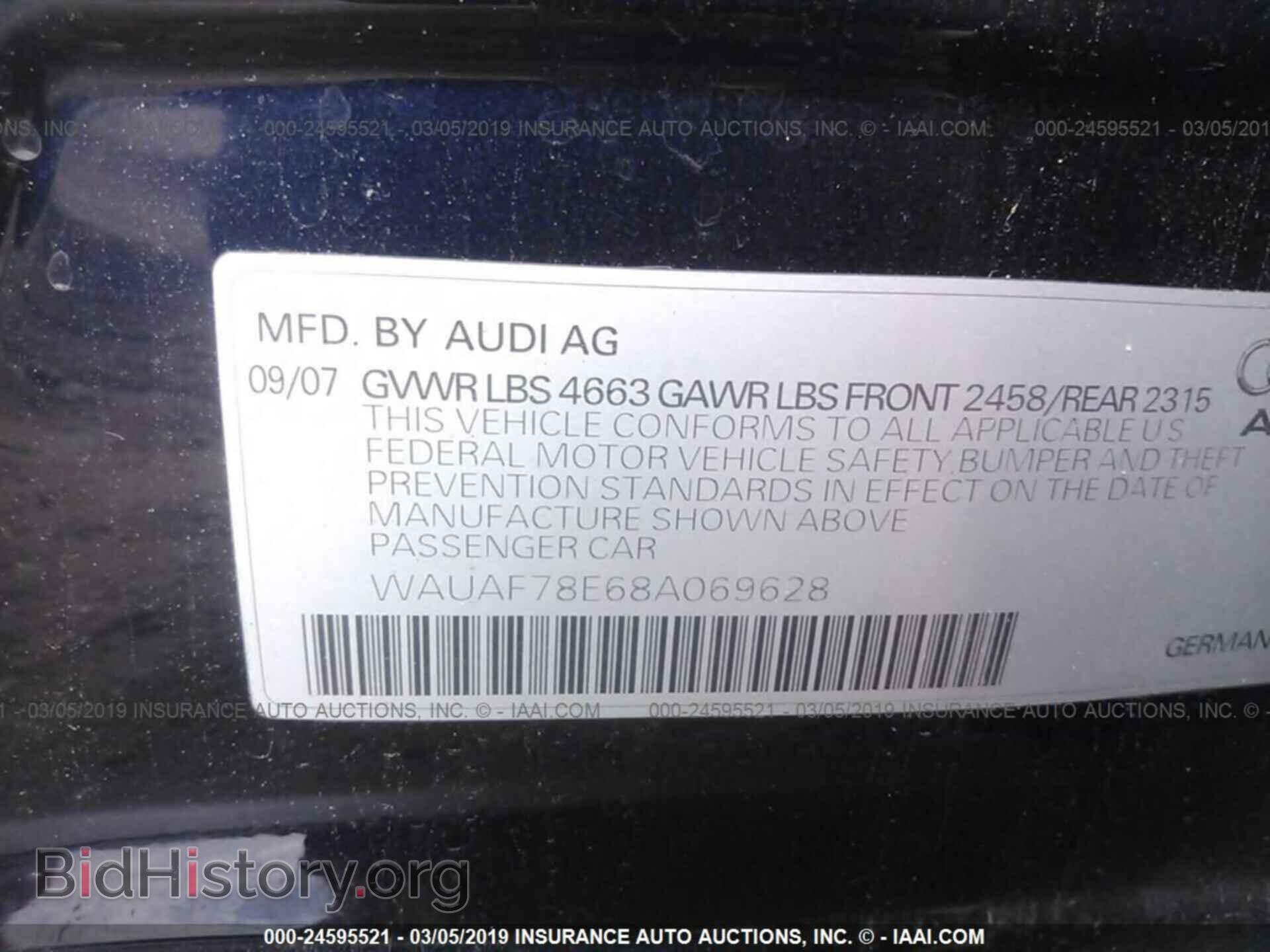 2008 AUDI A4 - VIN: WAUAF78E68A069628 - Photo 9