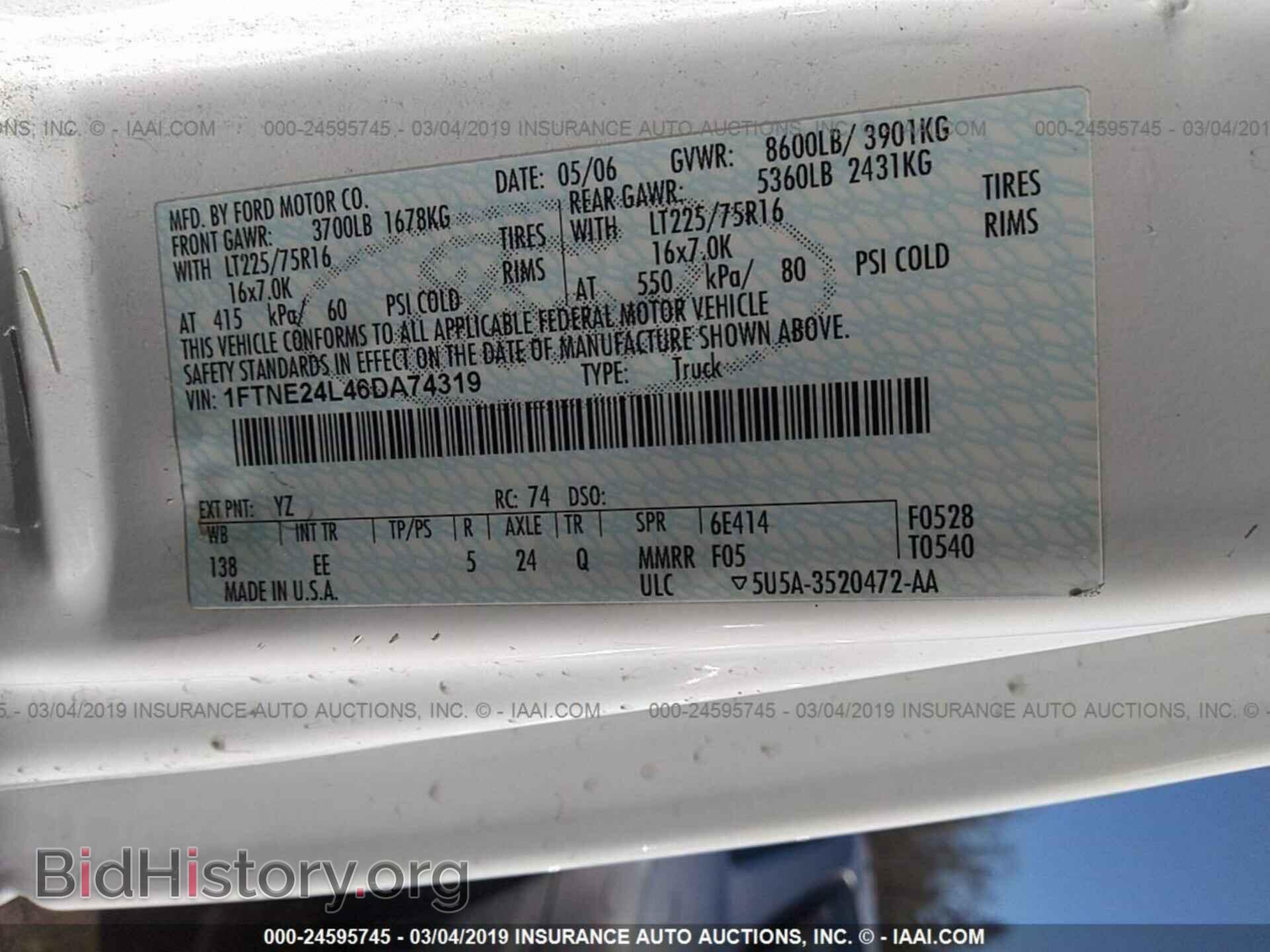 2006 FORD ECONOLINE - VIN: 1FTNE24L46DA74319 - Фото 9