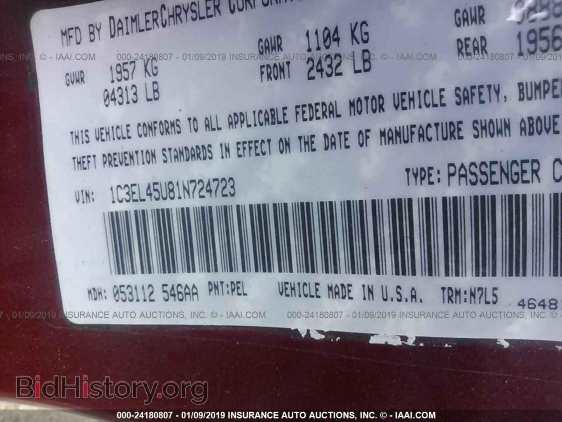 2001 CHRYSLER SEBRING - VIN: 1C3EL45U81N724723 - Photo 9