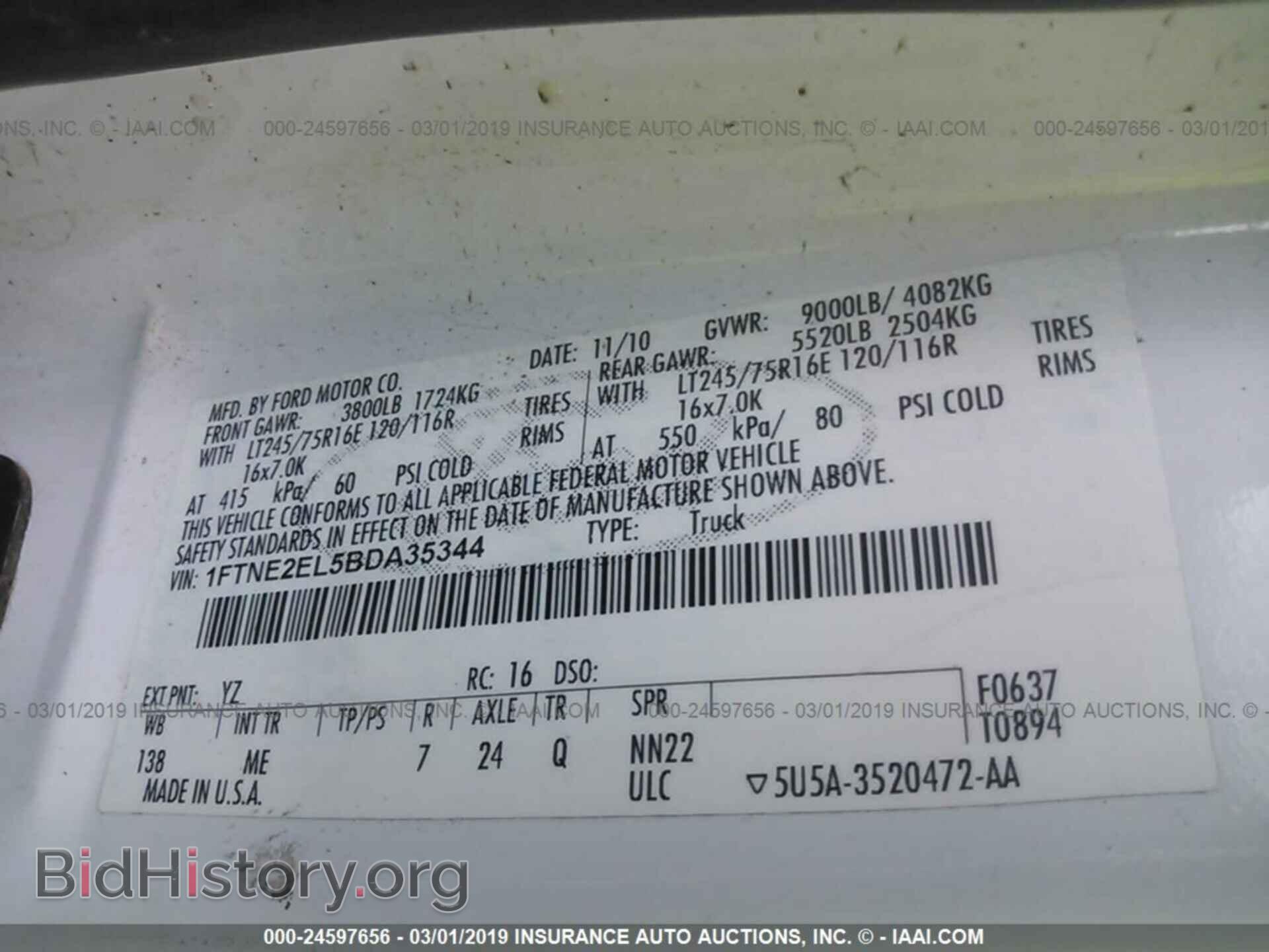 2011 FORD ECONOLINE - VIN: 1FTNE2EL5BDA35344 - Photo 9