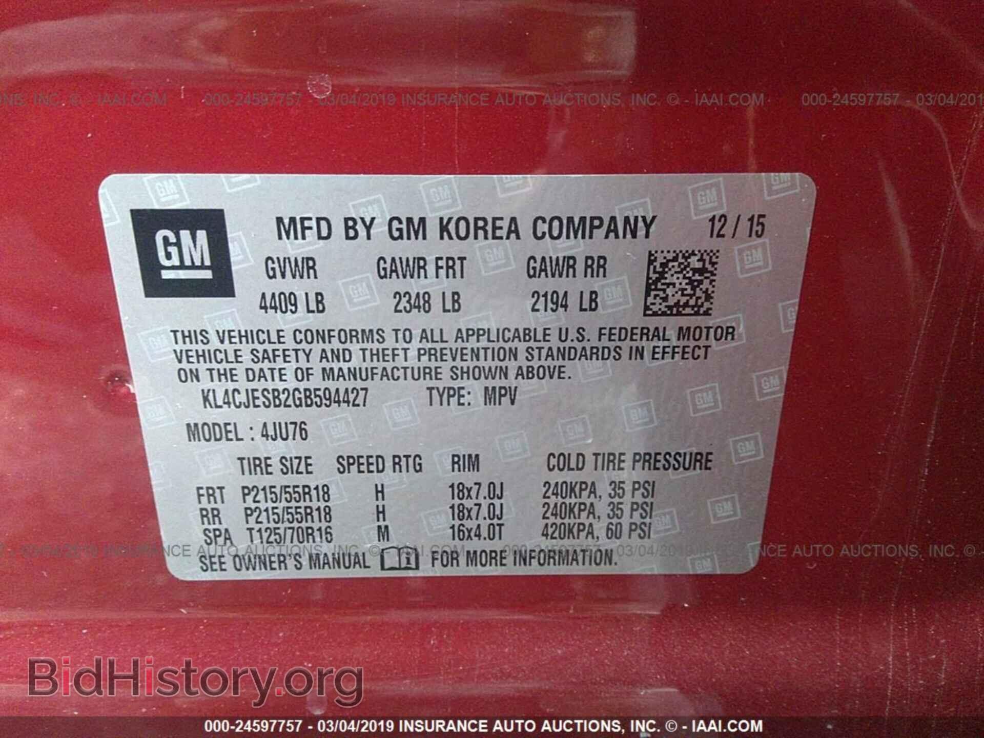2016 BUICK ENCORE - VIN: KL4CJESB2GB594427 - Photo 9