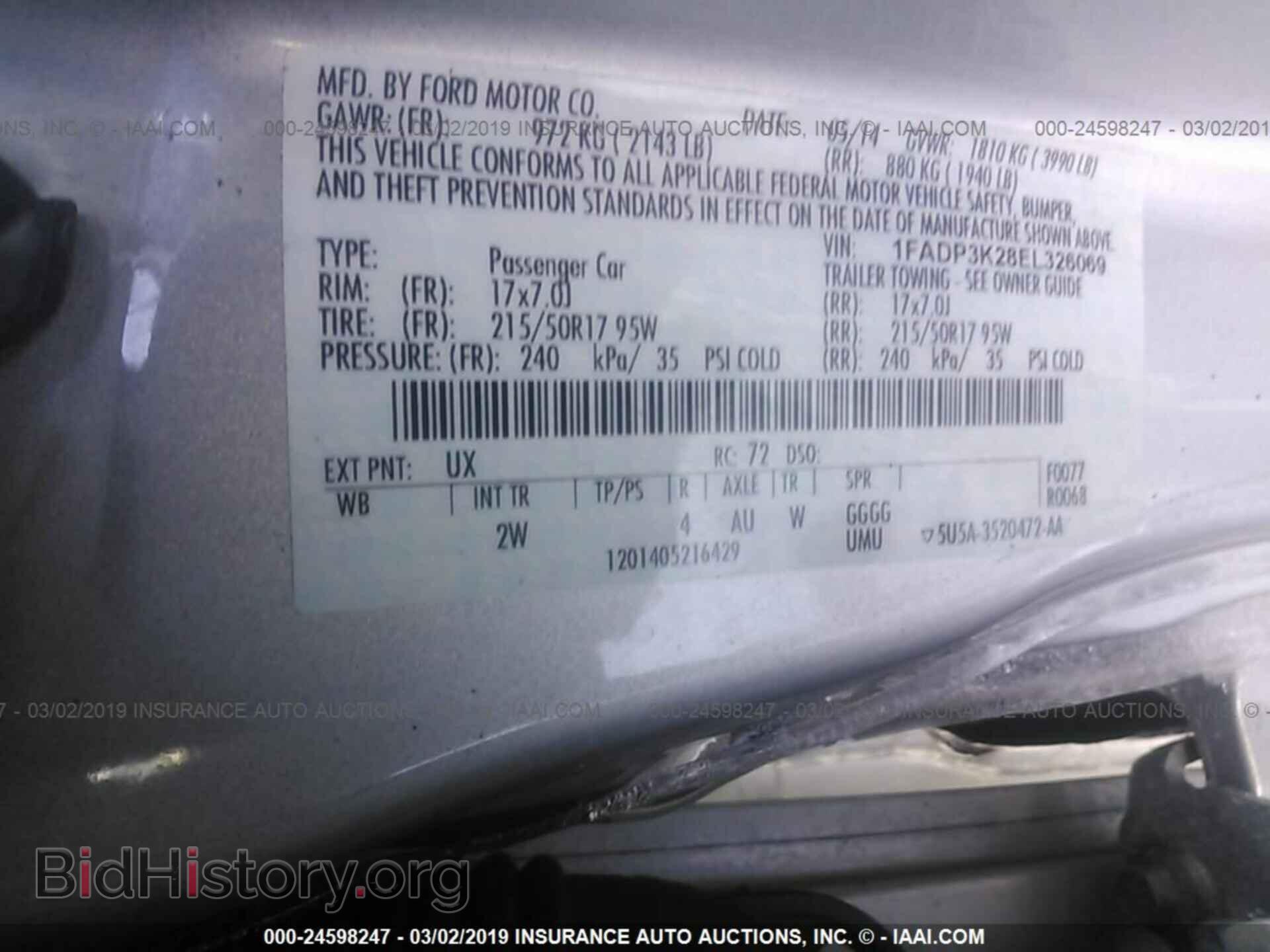 2014 FORD FOCUS - VIN: 1FADP3K28EL326069 - Фото 9