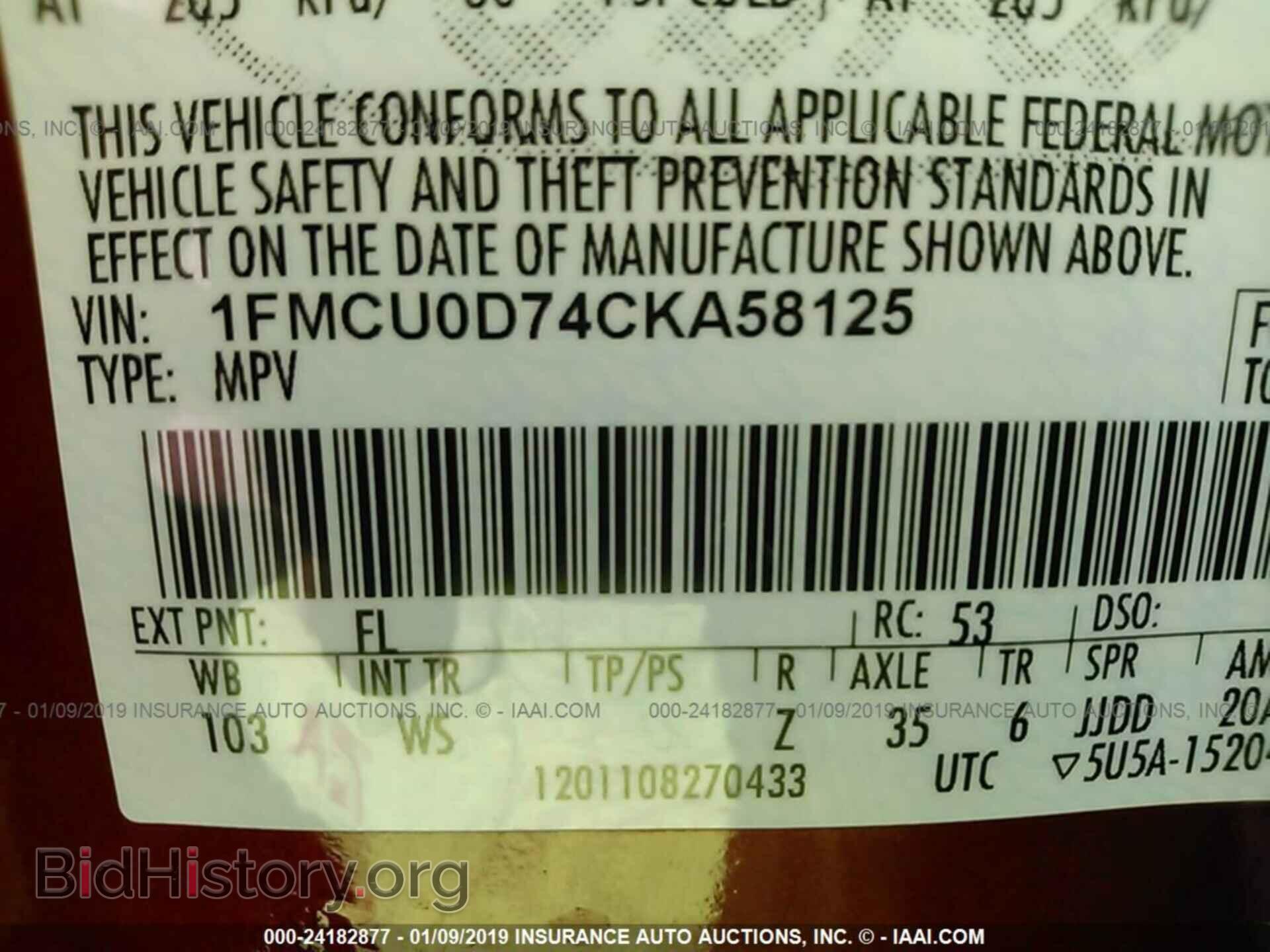 2012 FORD ESCAPE - VIN: 1FMCU0D74CKA58125 - Photo 9