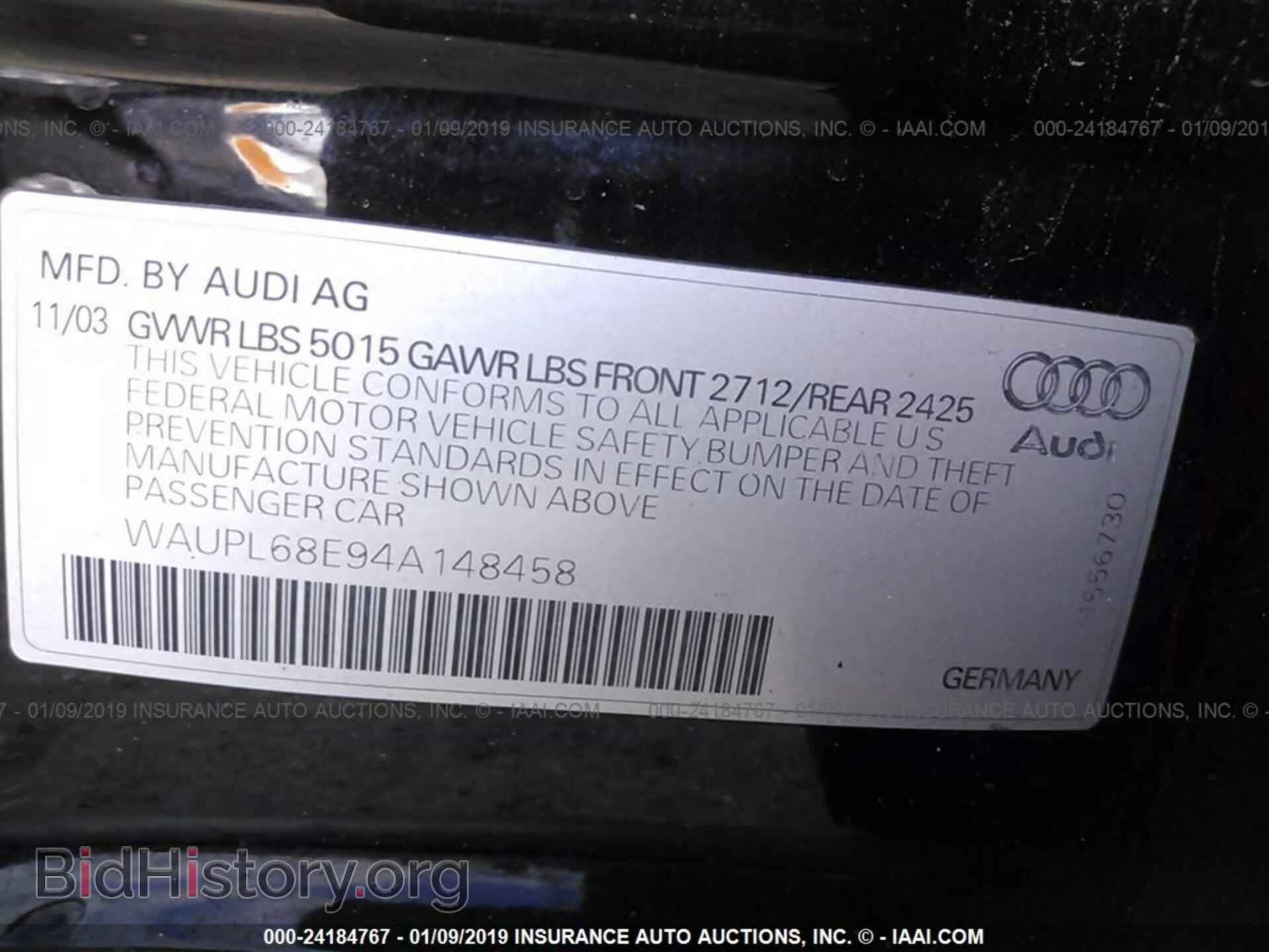 2004 AUDI S4 - VIN: WAUPL68E94A148458 - Photo 9