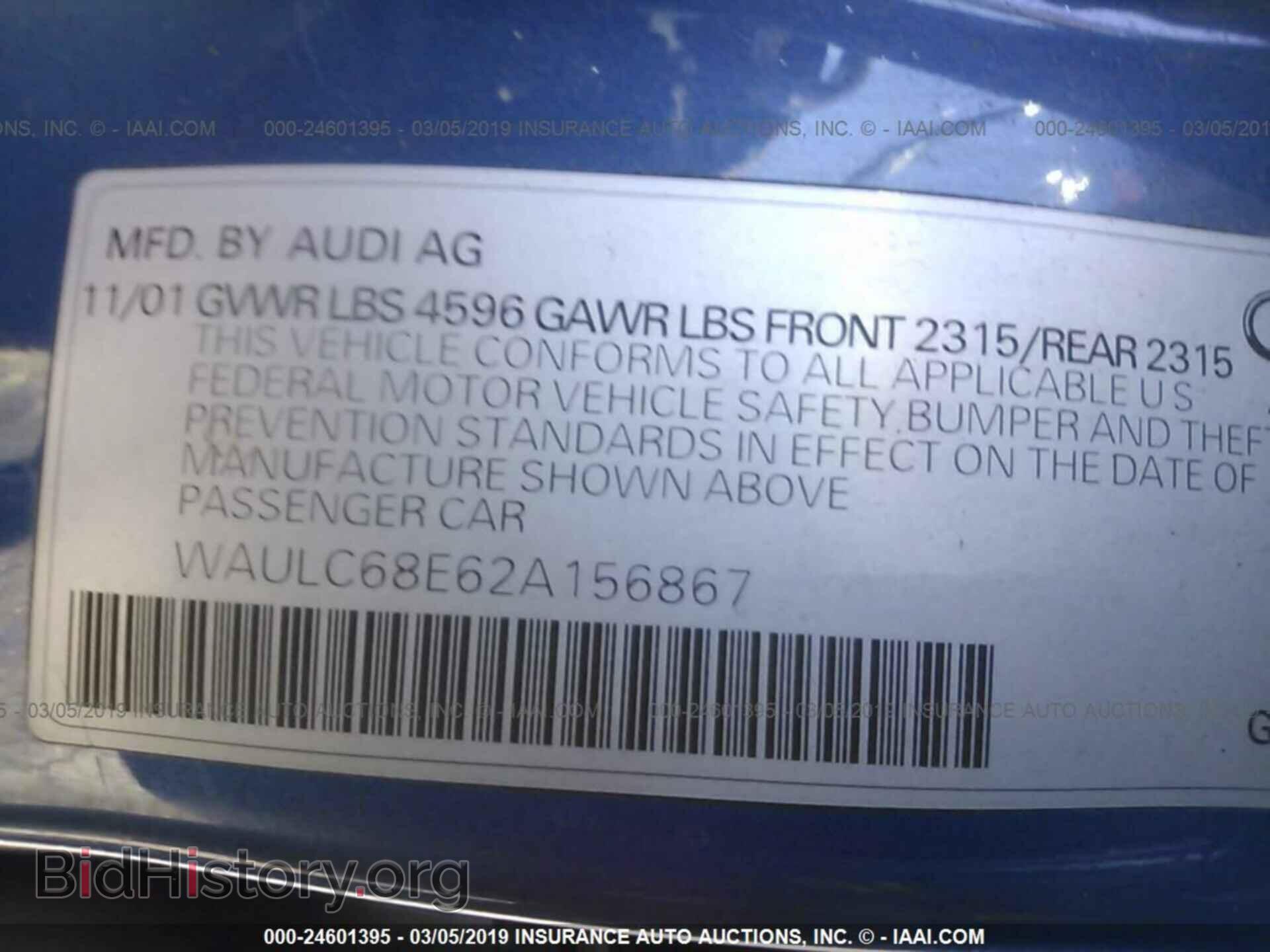 2002 AUDI A4 - VIN: WAULC68E62A156867 - Photo 9