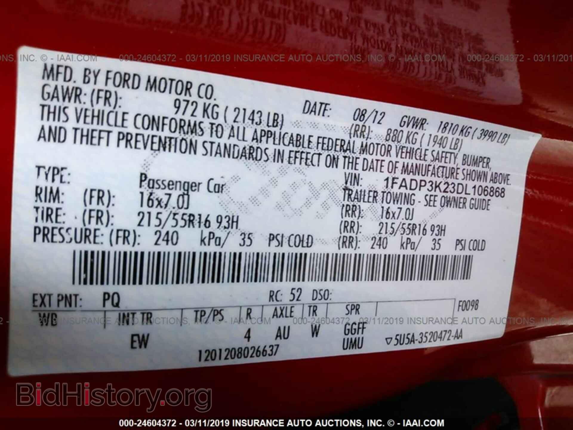 2013 FORD FOCUS - VIN: 1FADP3K23DL106868 - Photo 9