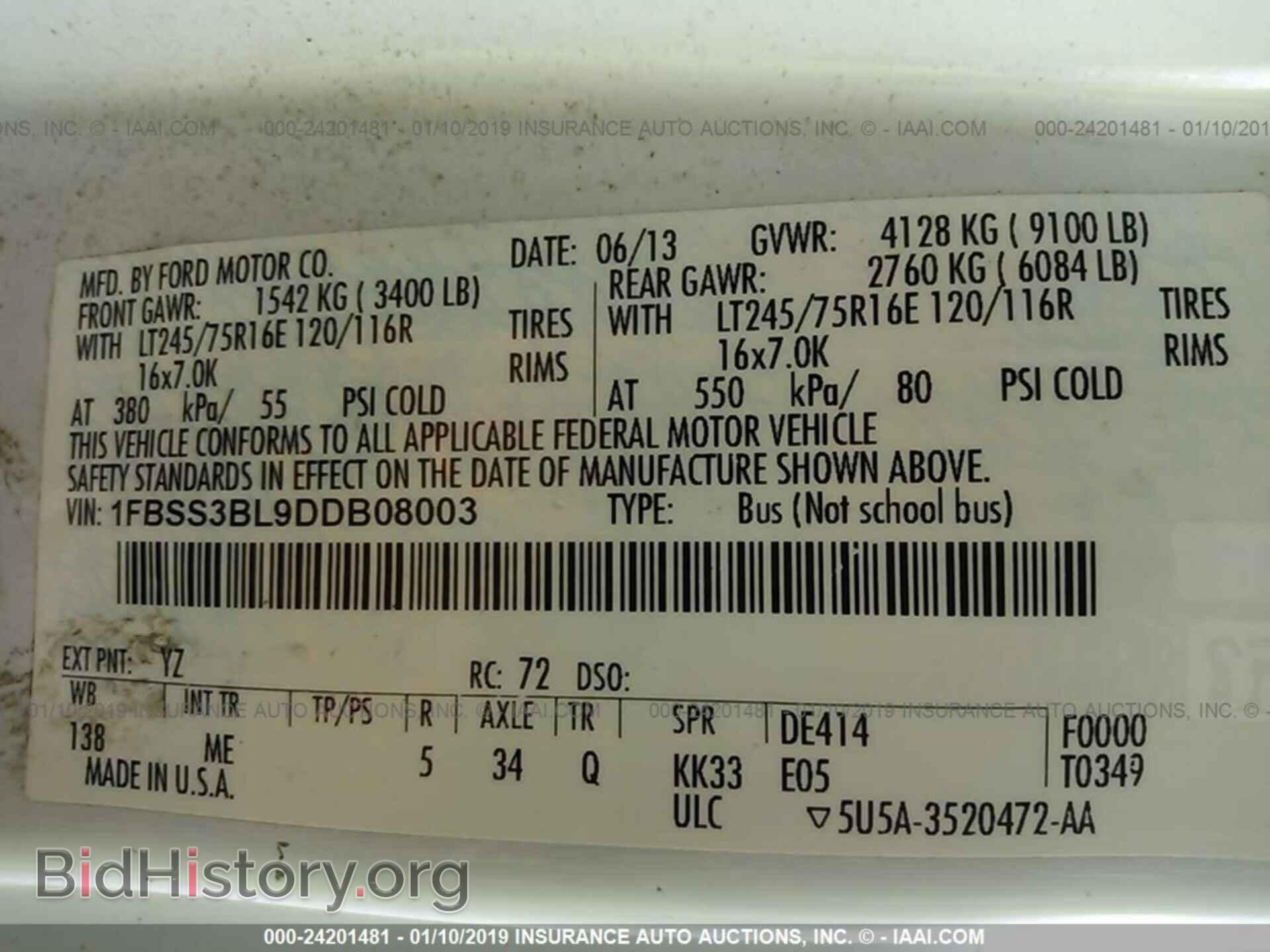 2013 FORD ECONOLINE - VIN: 1FBSS3BL9DDB08003 - Фото 9