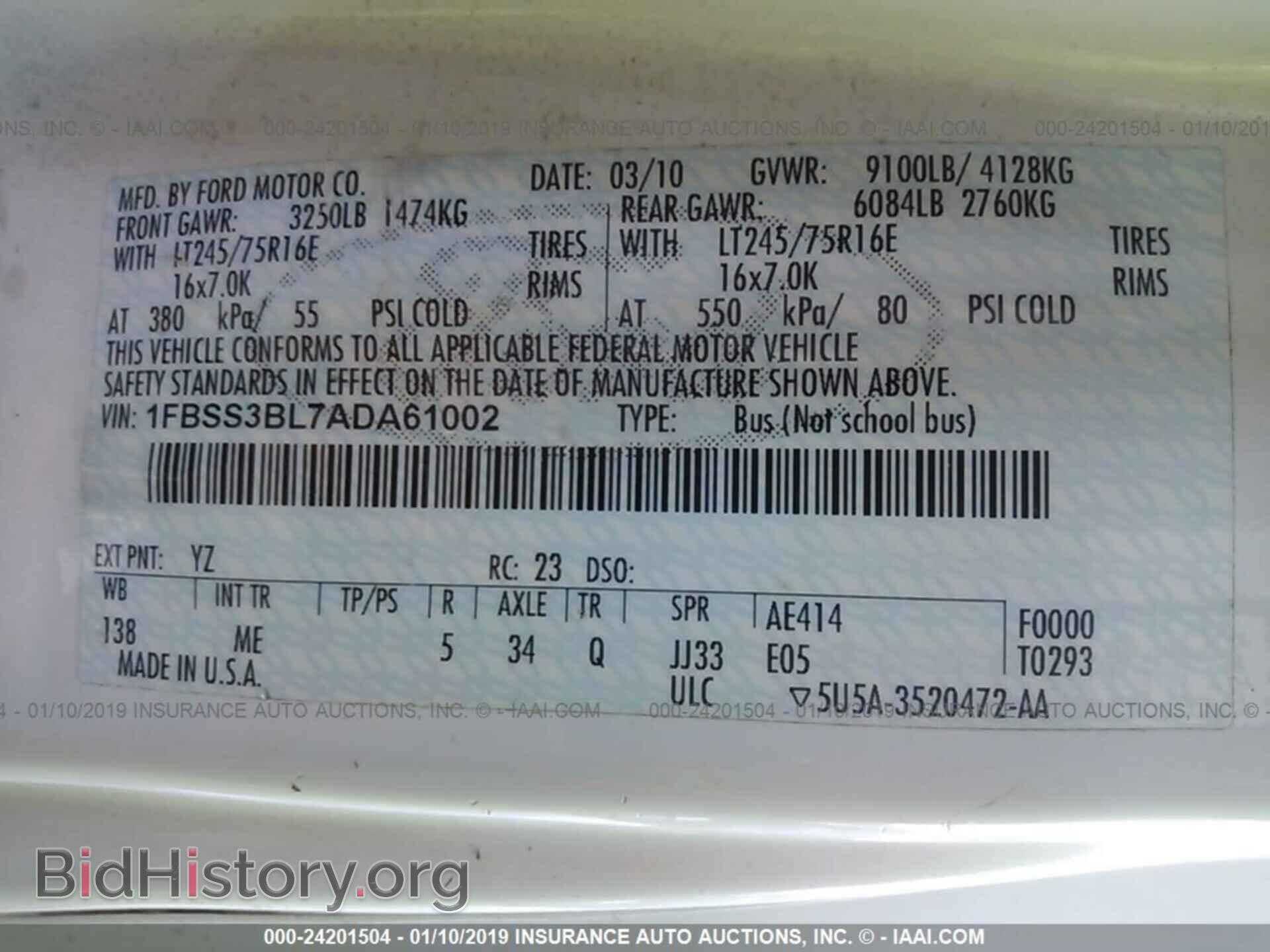 2010 FORD ECONOLINE - VIN: 1FBSS3BL7ADA61002 - Photo 9