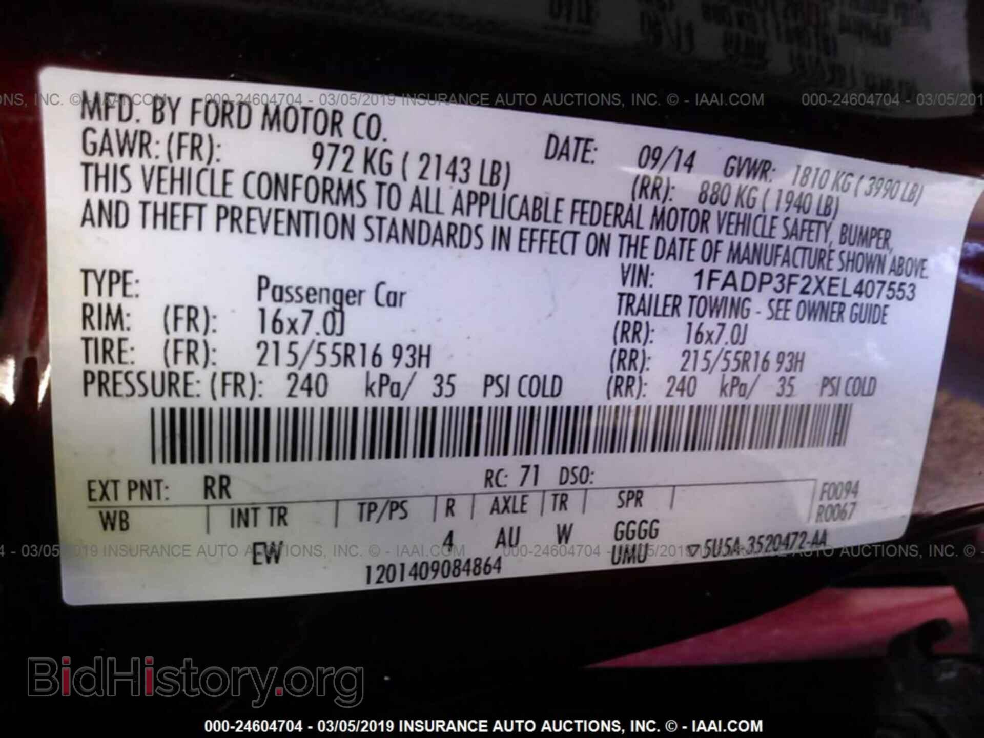 2014 FORD FOCUS - VIN: 1FADP3F2XEL407553 - Фото 9