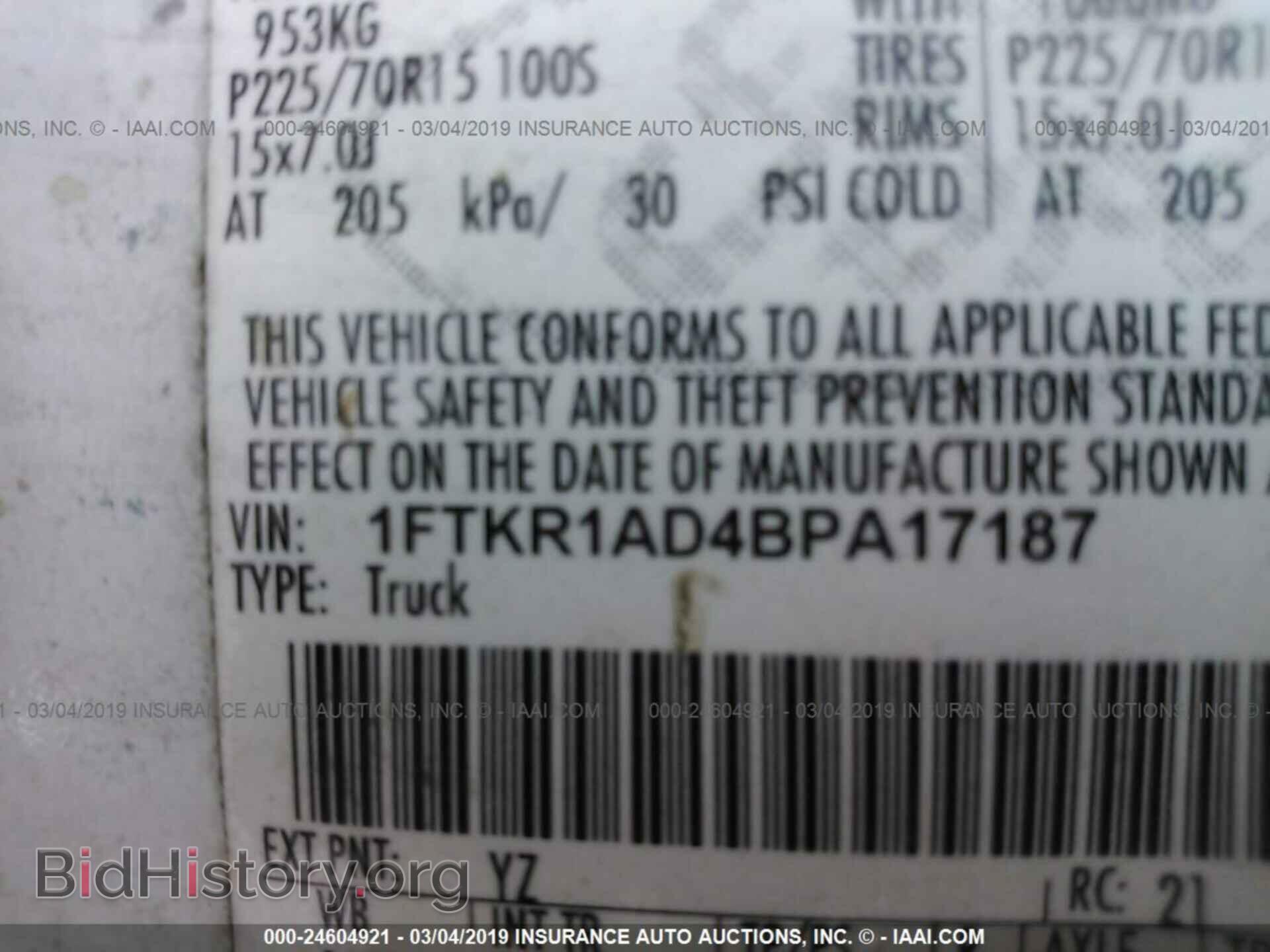 2011 FORD RANGER - VIN: 1FTKR1AD4BPA17187 - Фото 9
