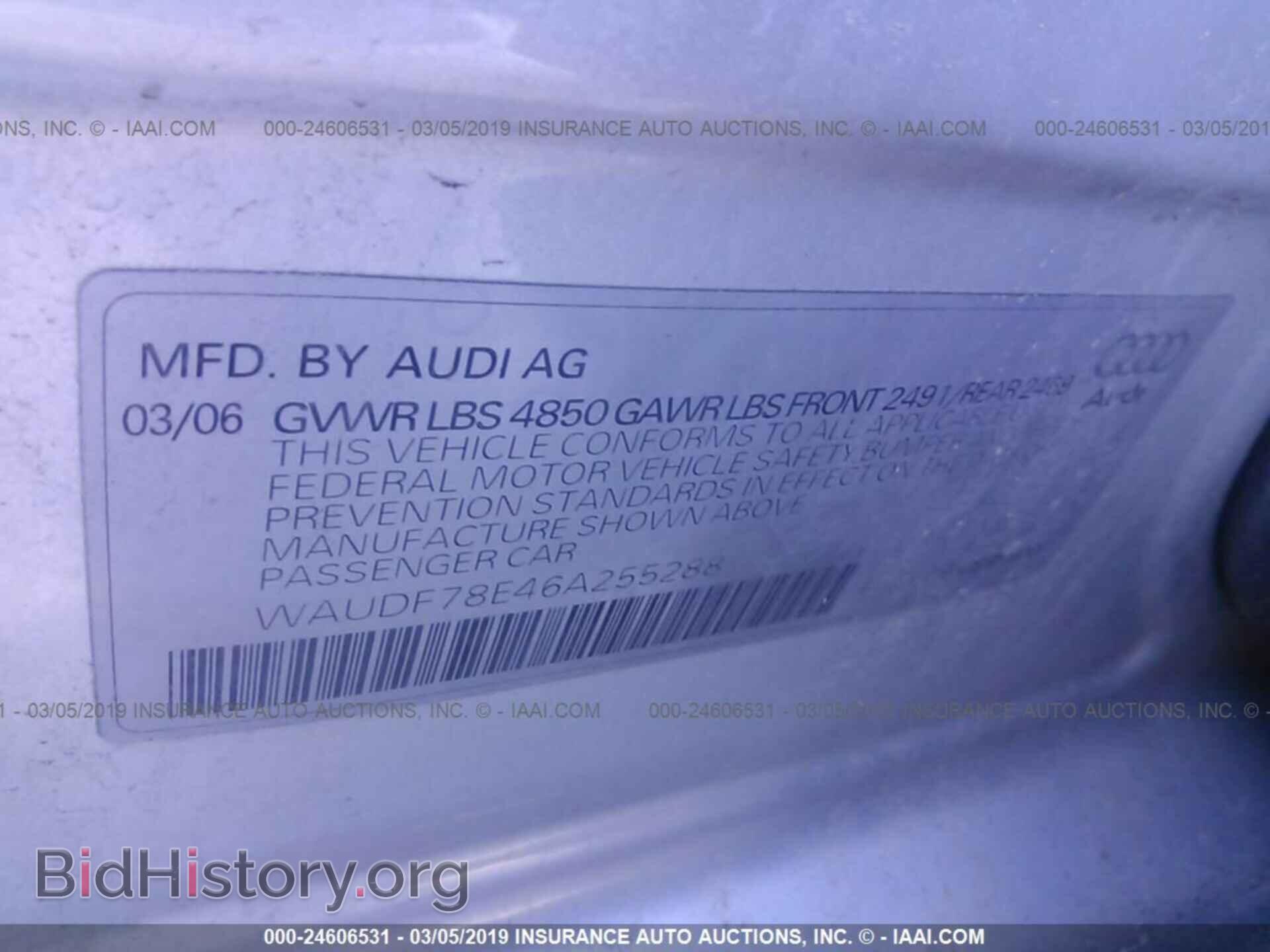 2006 AUDI A4 - VIN: WAUDF78E46A255288 - Photo 9