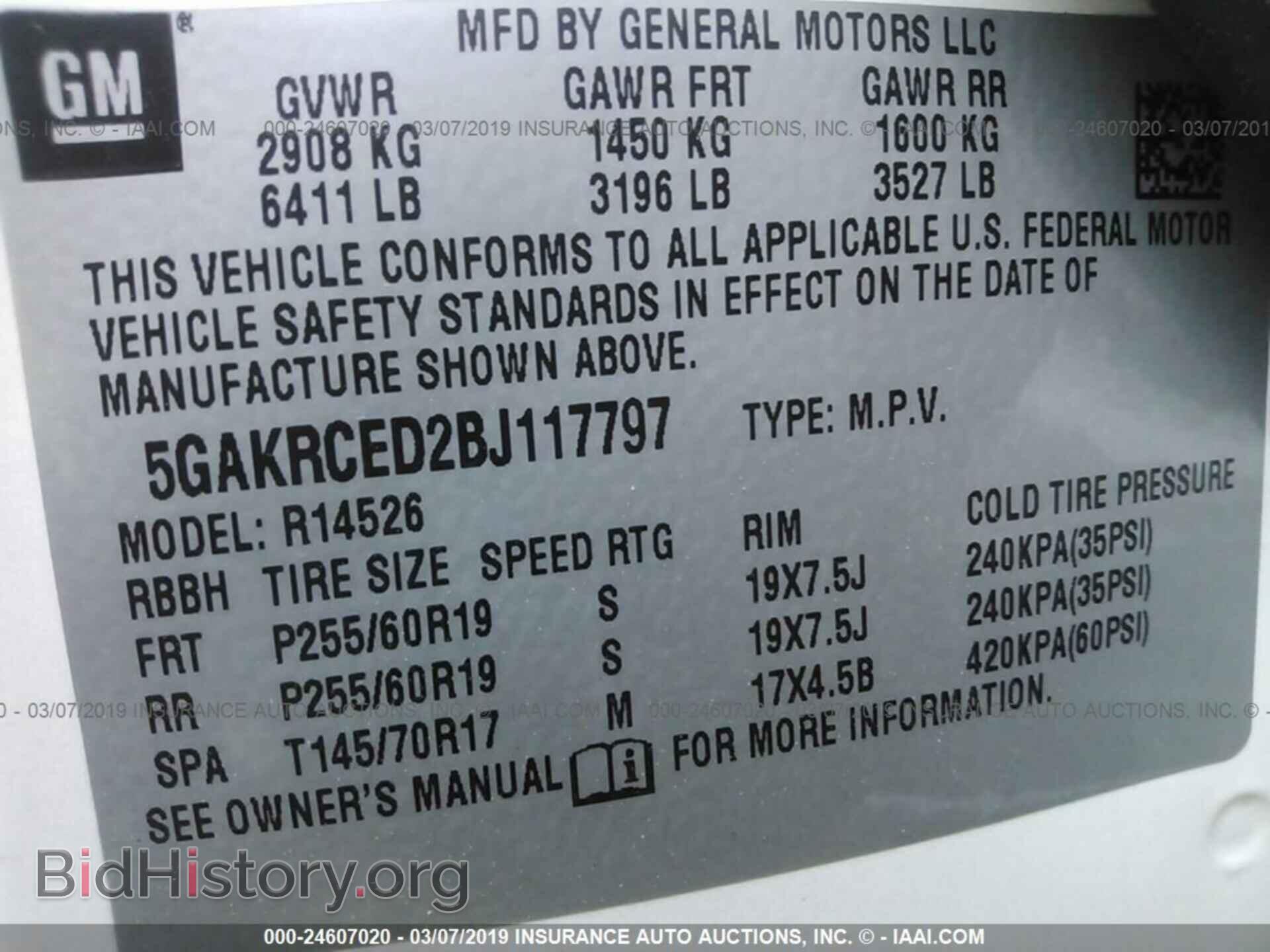 2011 BUICK ENCLAVE - VIN: 5GAKRCED2BJ117797 - Фото 9
