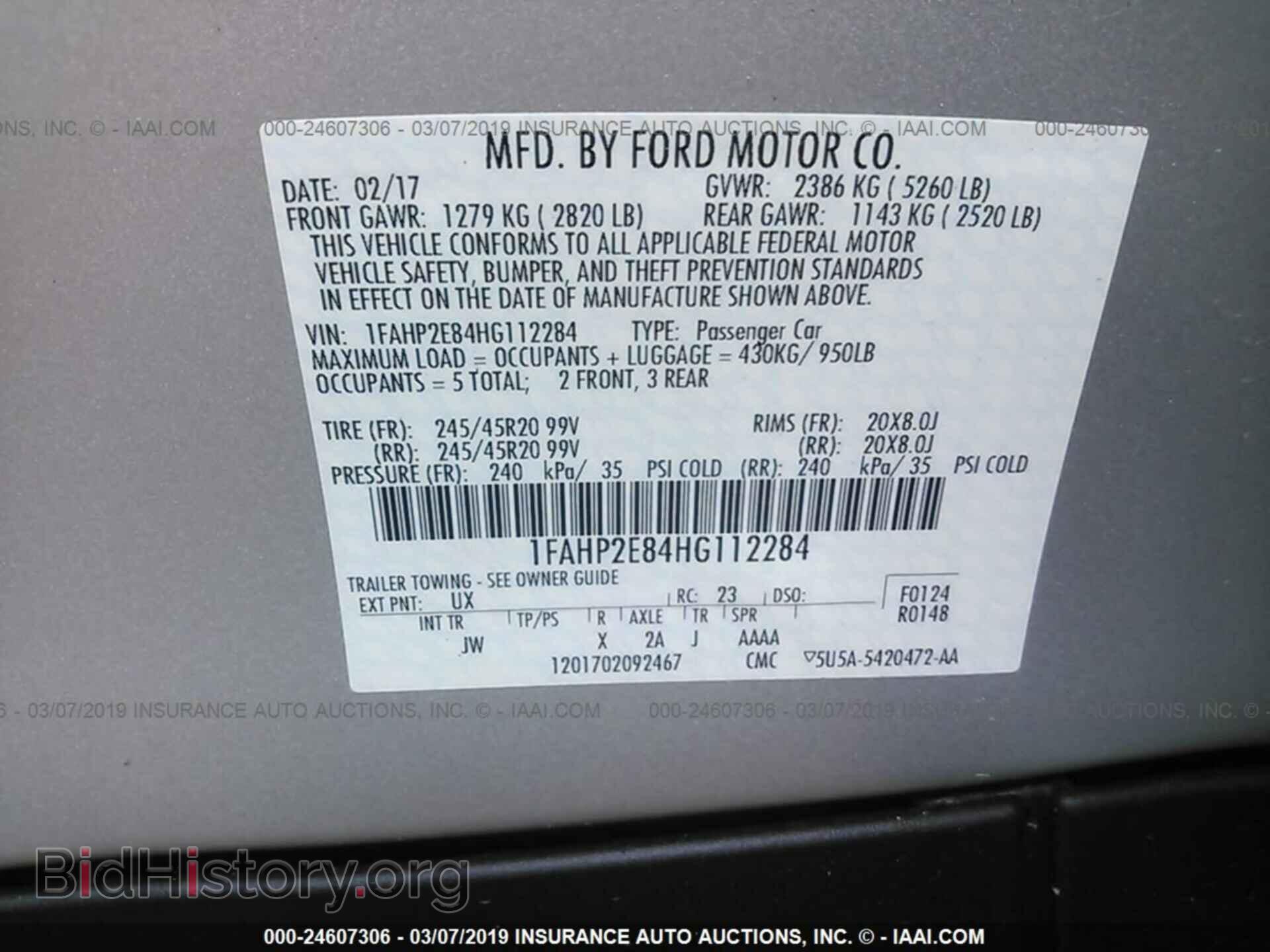 2017 FORD TAURUS - VIN: 1FAHP2E84HG112284 - Photo 9