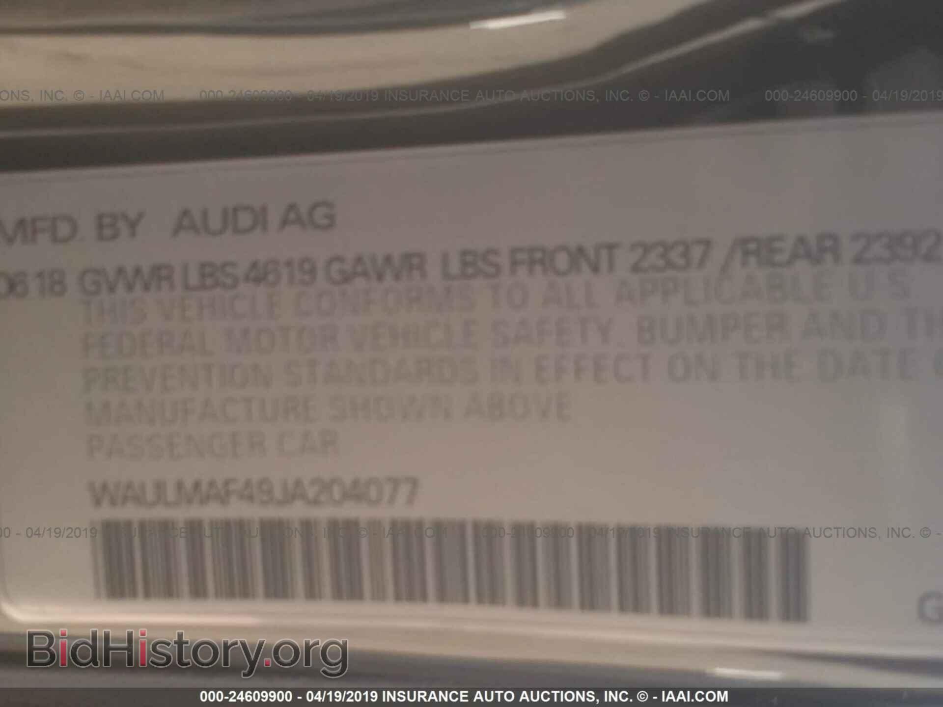 2018 AUDI A4 - VIN: WAULMAF49JA204077 - Photo 9