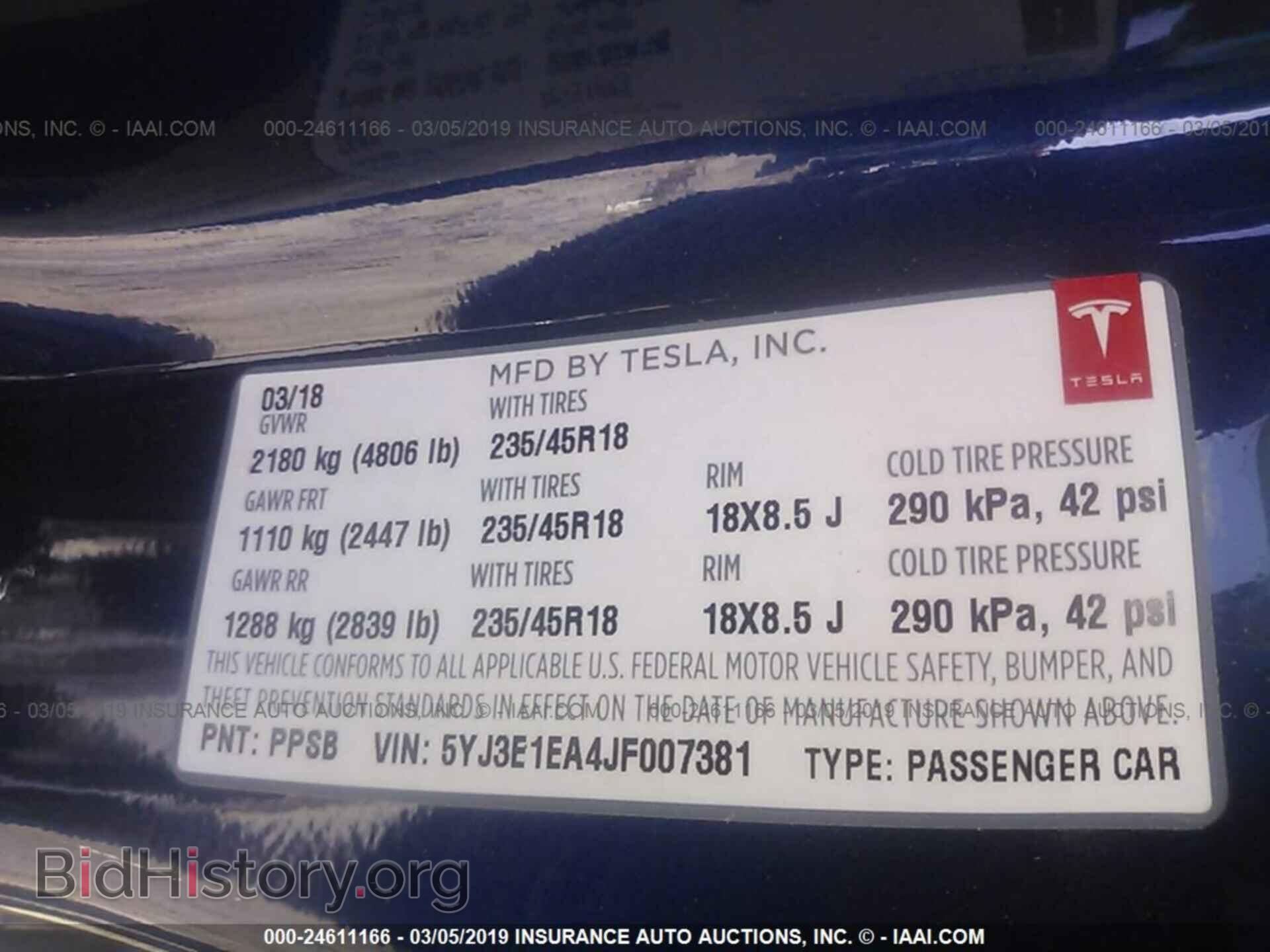 2018 TESLA MODEL 3 - VIN: 5YJ3E1EA4JF007381 - Photo 9