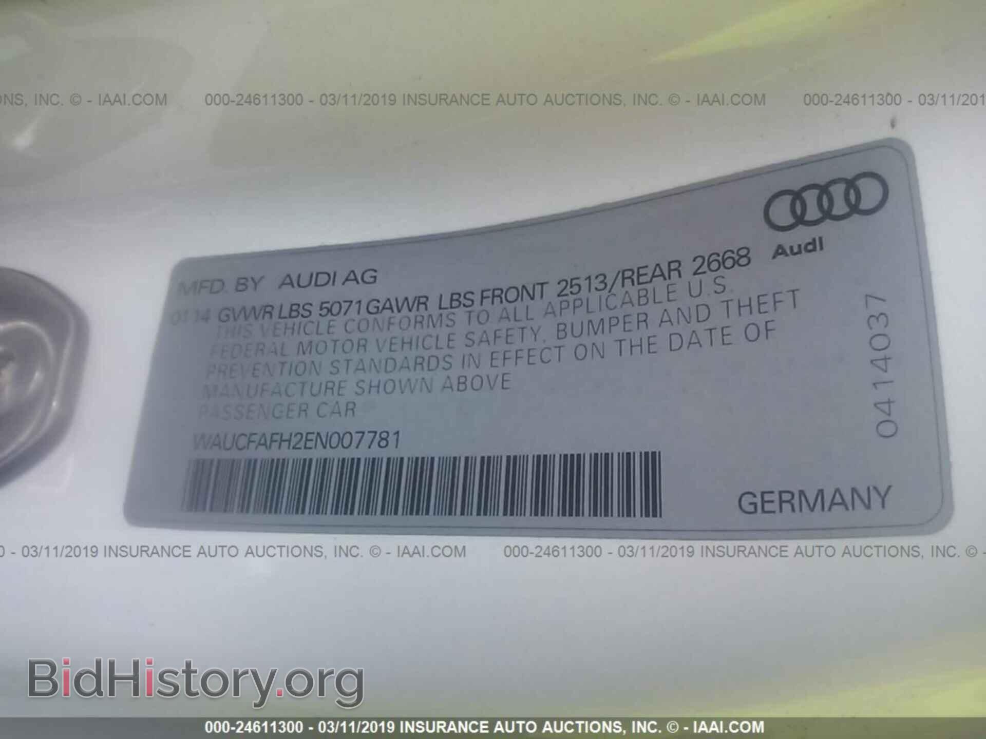 2014 AUDI A5 - VIN: WAUCFAFH2EN007781 - Фото 9