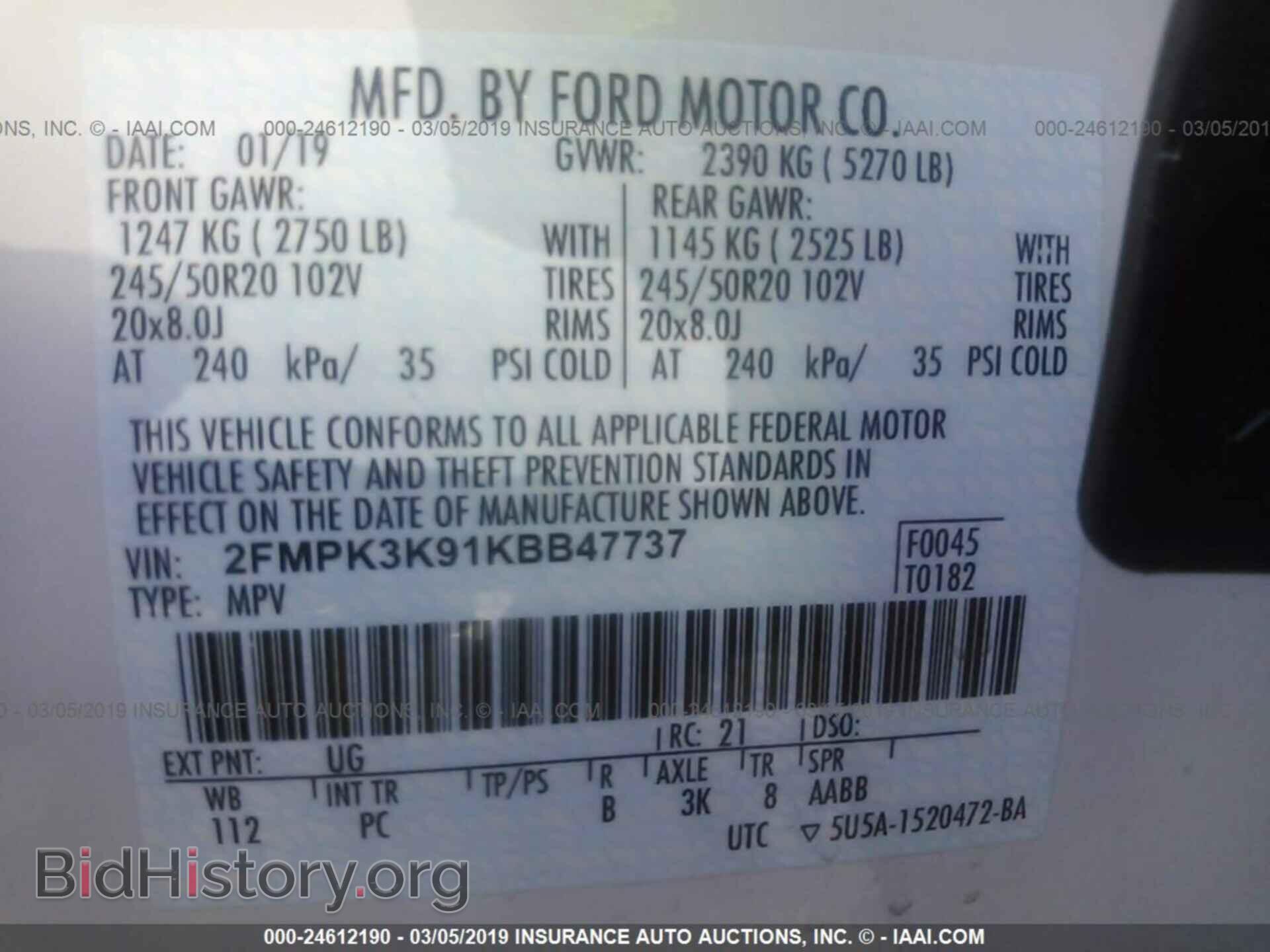 2019 FORD EDGE - VIN: 2FMPK3K91KBB47737 - Photo 9