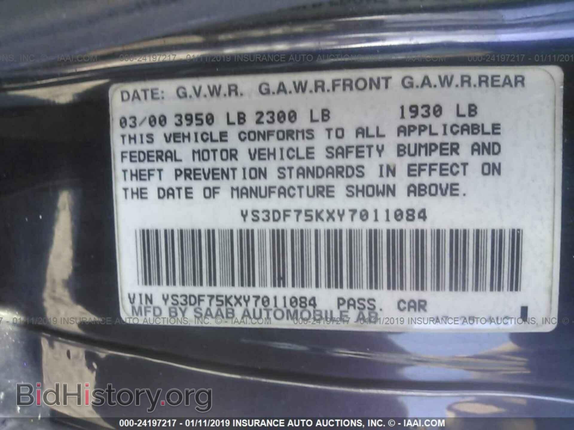 2000 SAAB 9-3 - VIN: YS3DF75KXY7011084 - Photo 9