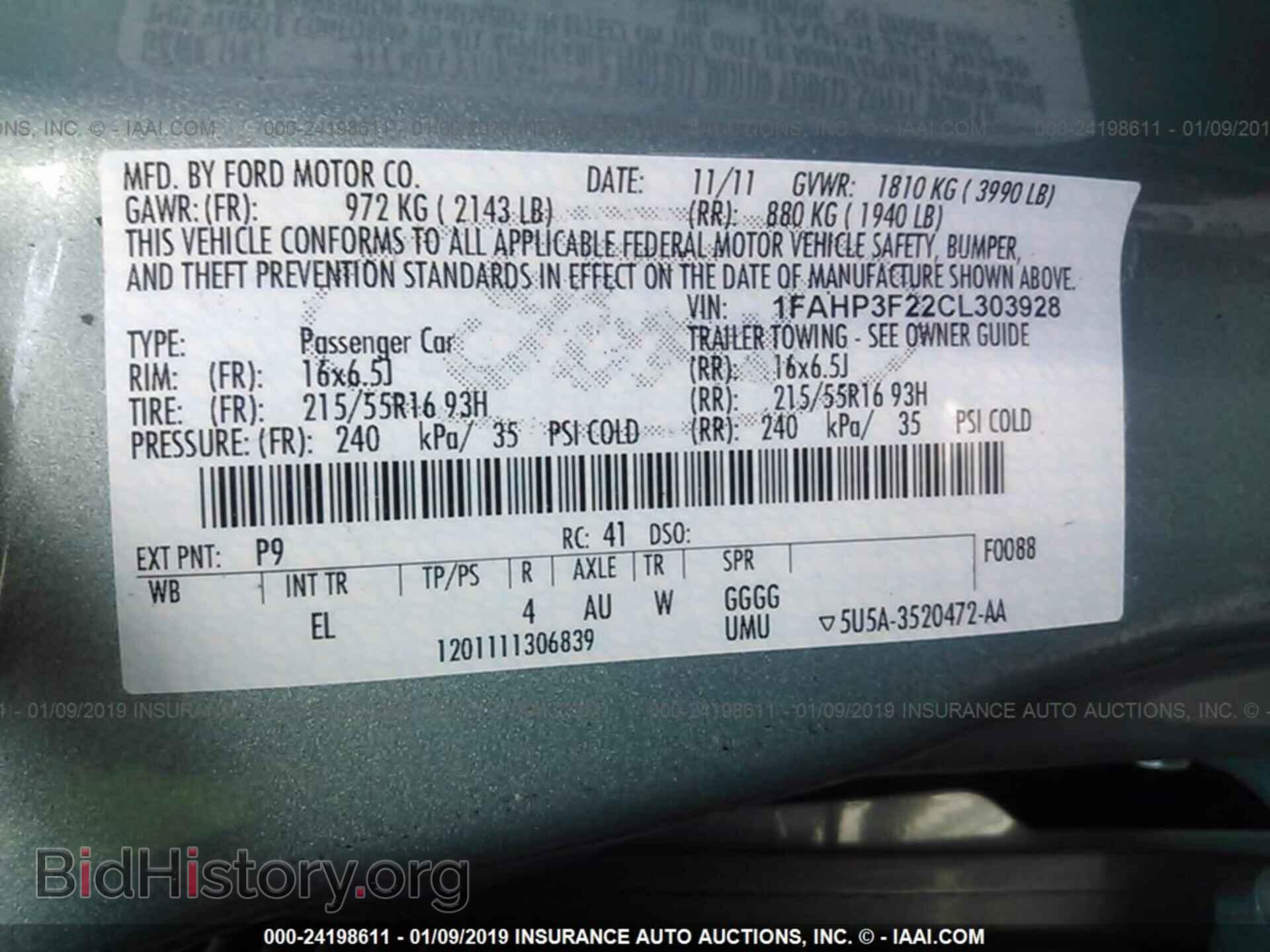 2012 FORD FOCUS - VIN: 1FAHP3F22CL303928 - Photo 9
