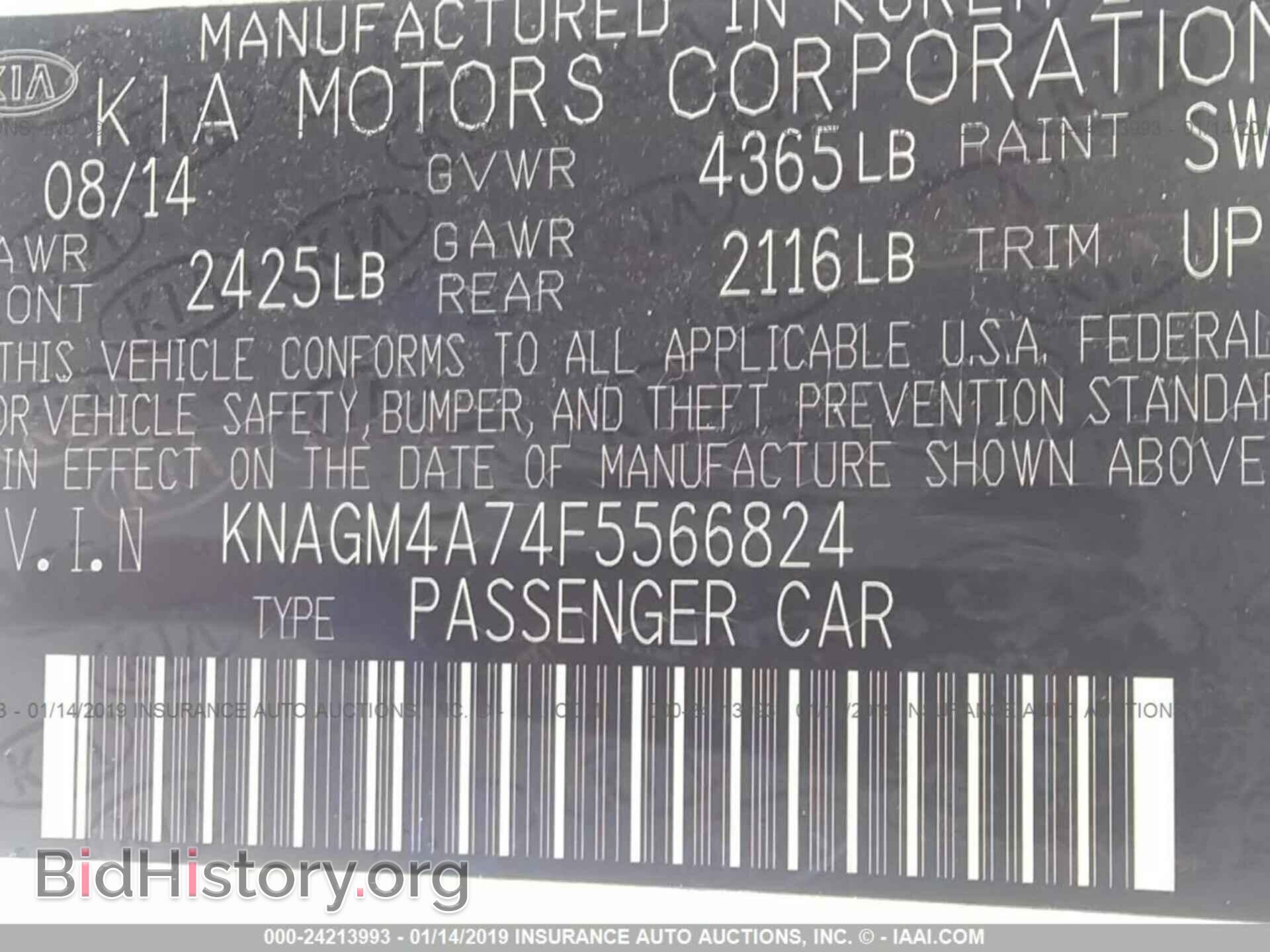 2015 KIA OPTIMA - VIN: KNAGM4A74F5566824 - Фото 9