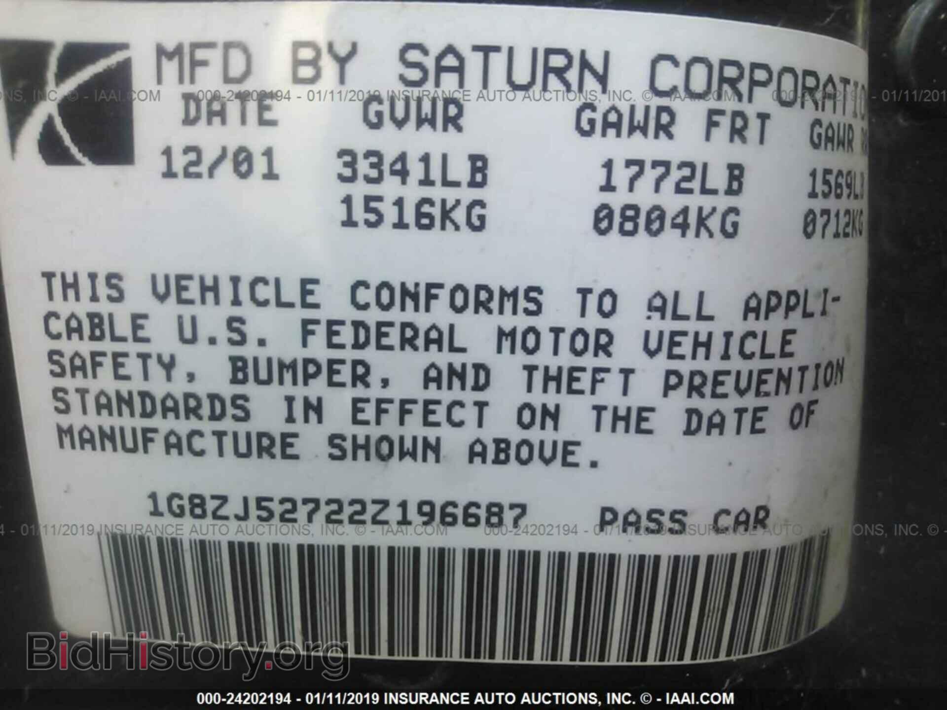 2002 SATURN SL2 - VIN: 1G8ZJ52722Z196687 - Photo 9