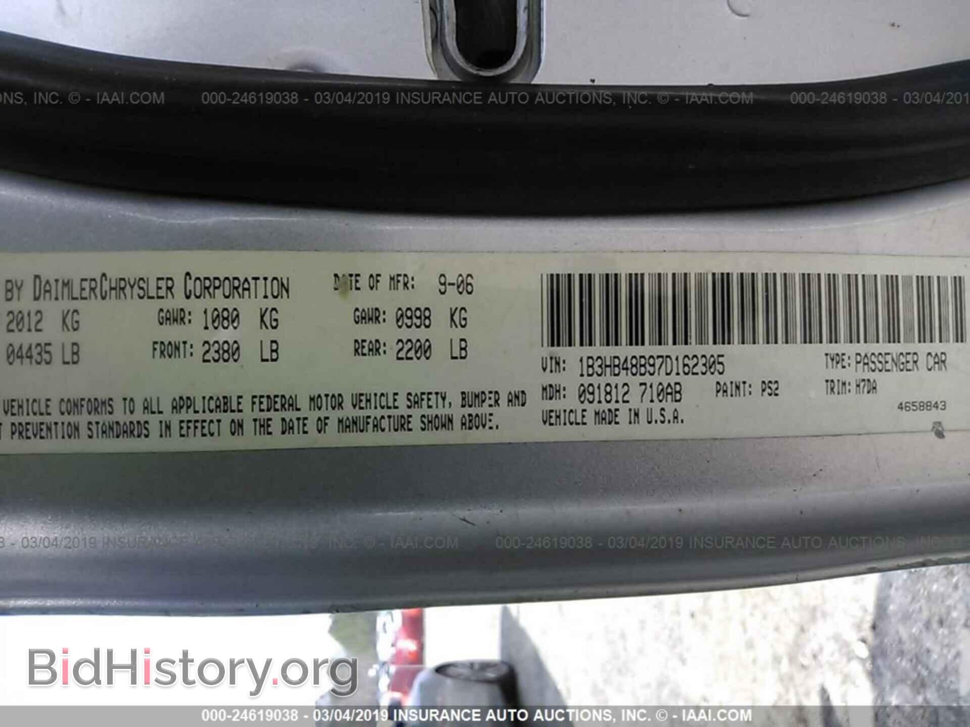 2007 DODGE CALIBER - VIN: 1B3HB48B97D162305 - Photo 9
