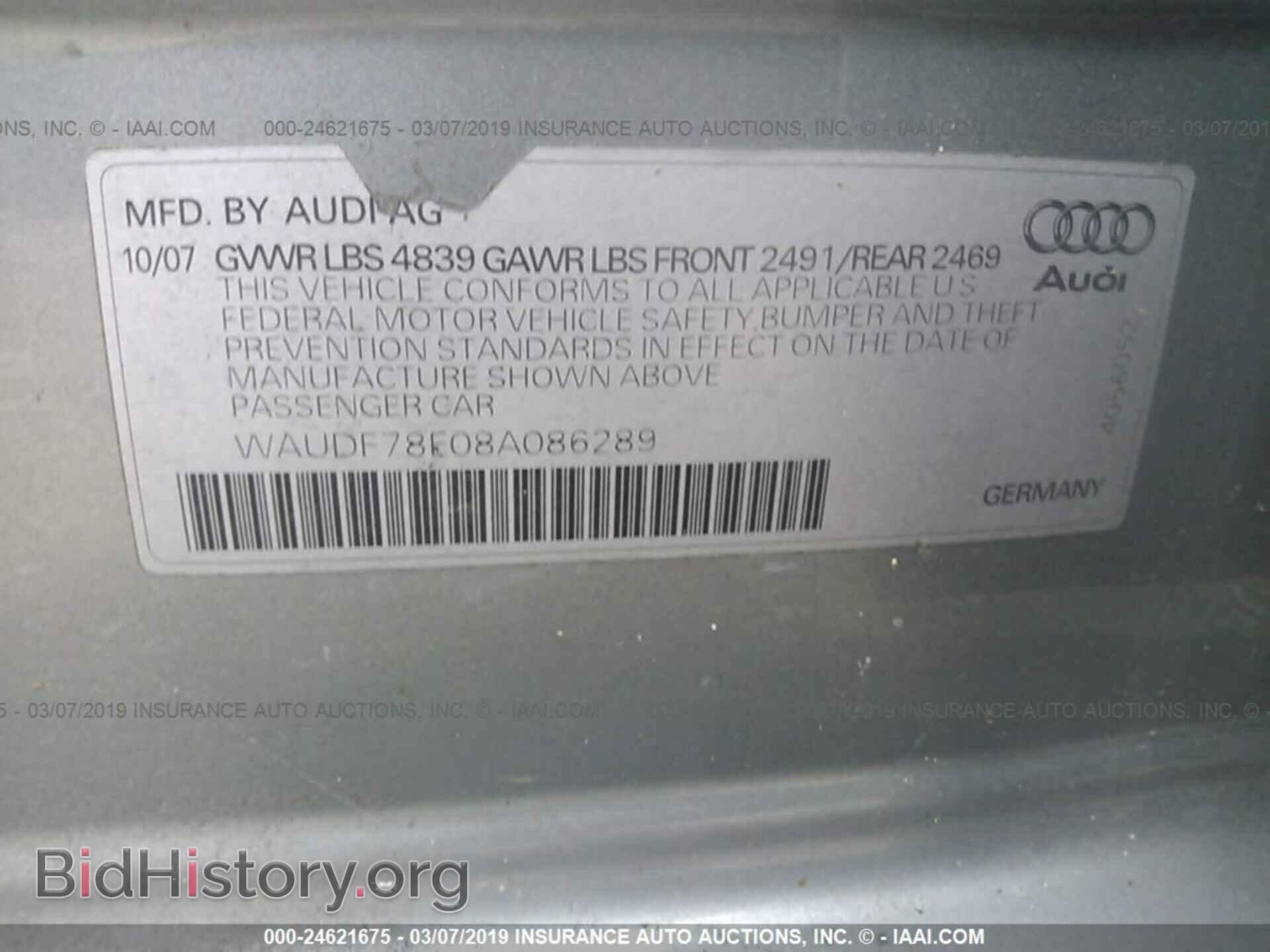 2008 AUDI A4 - VIN: WAUDF78E08A086289 - Photo 9
