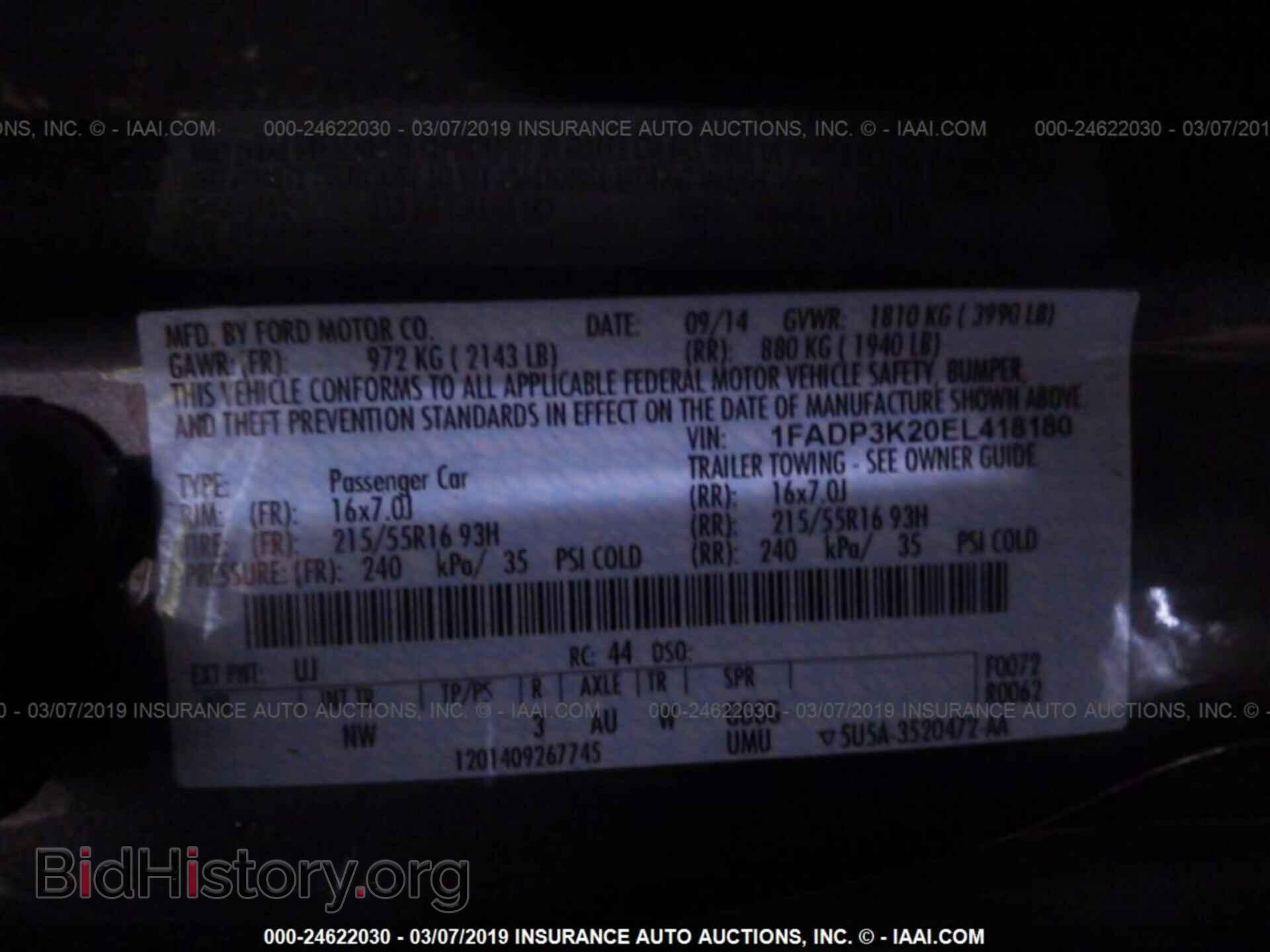 2014 FORD FOCUS - VIN: 1FADP3K20EL418180 - Фото 9