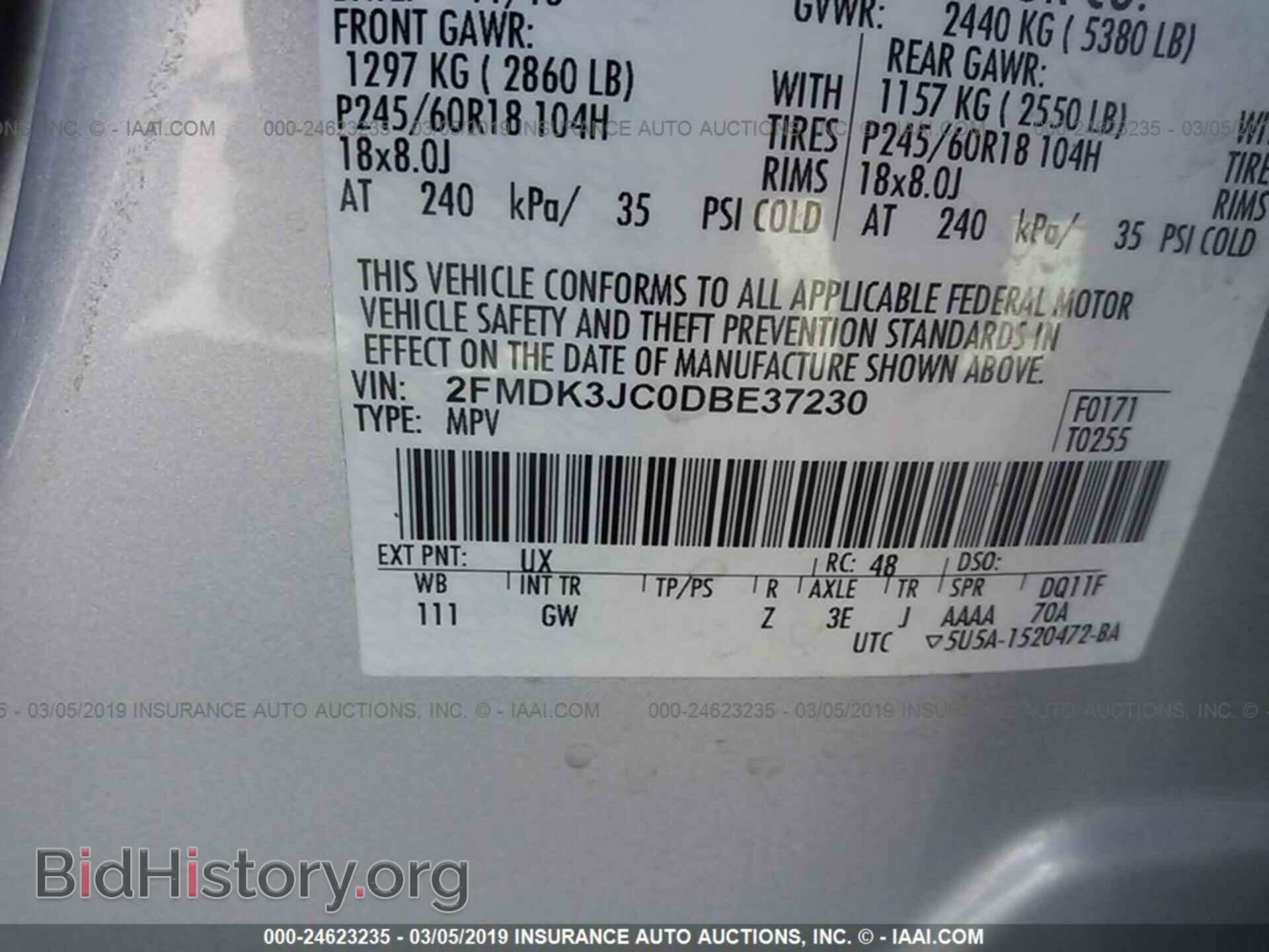 2013 FORD EDGE - VIN: 2FMDK3JC0DBE37230 - Фото 9